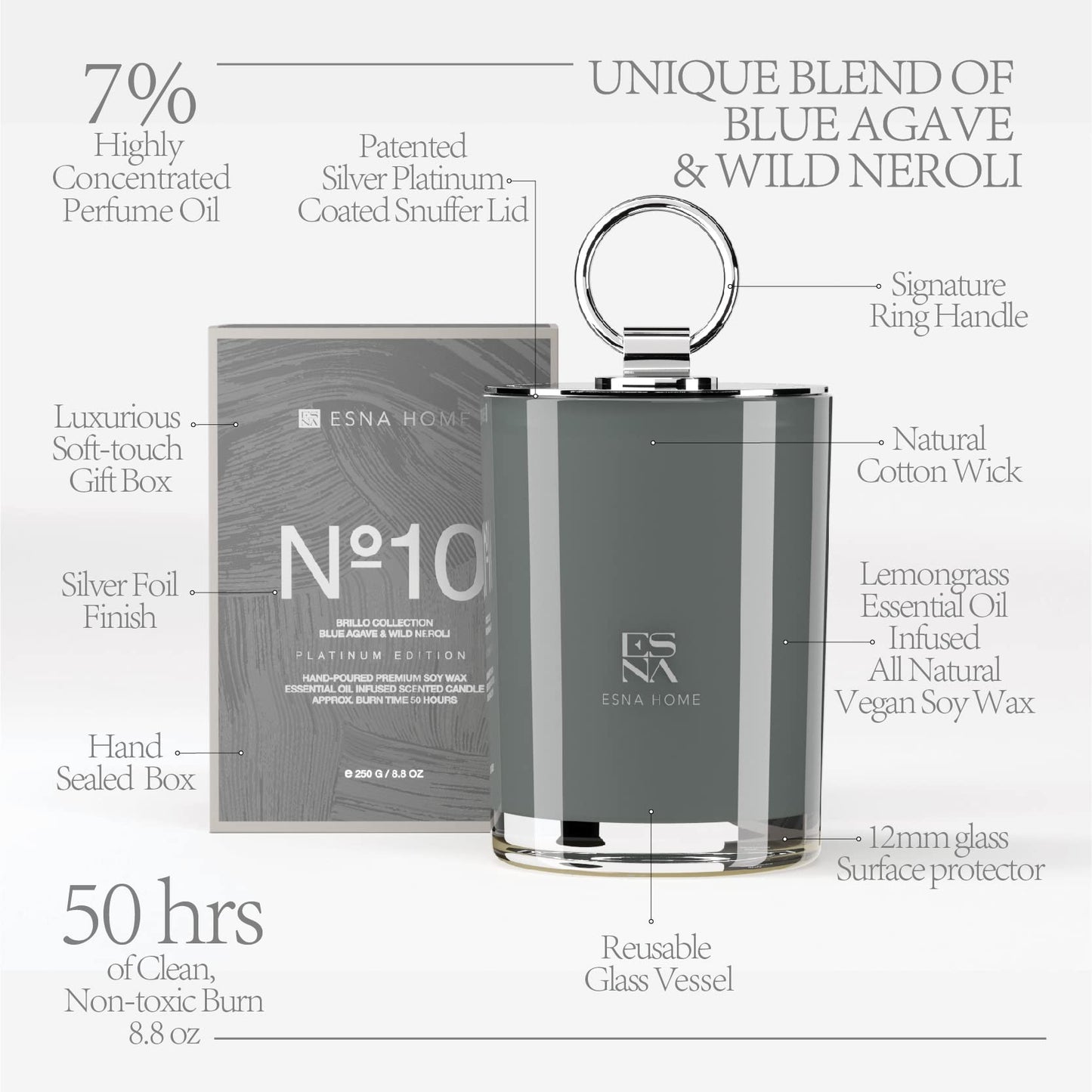 Luxury Christmas All Natural Scented Candles | 8.8oz 50 Hours Burn Lemongrass Soy Candles | Xmas Gifts for Her/Women Who Has Everything | Holiday Metal Lid Candle Housewarming Gift