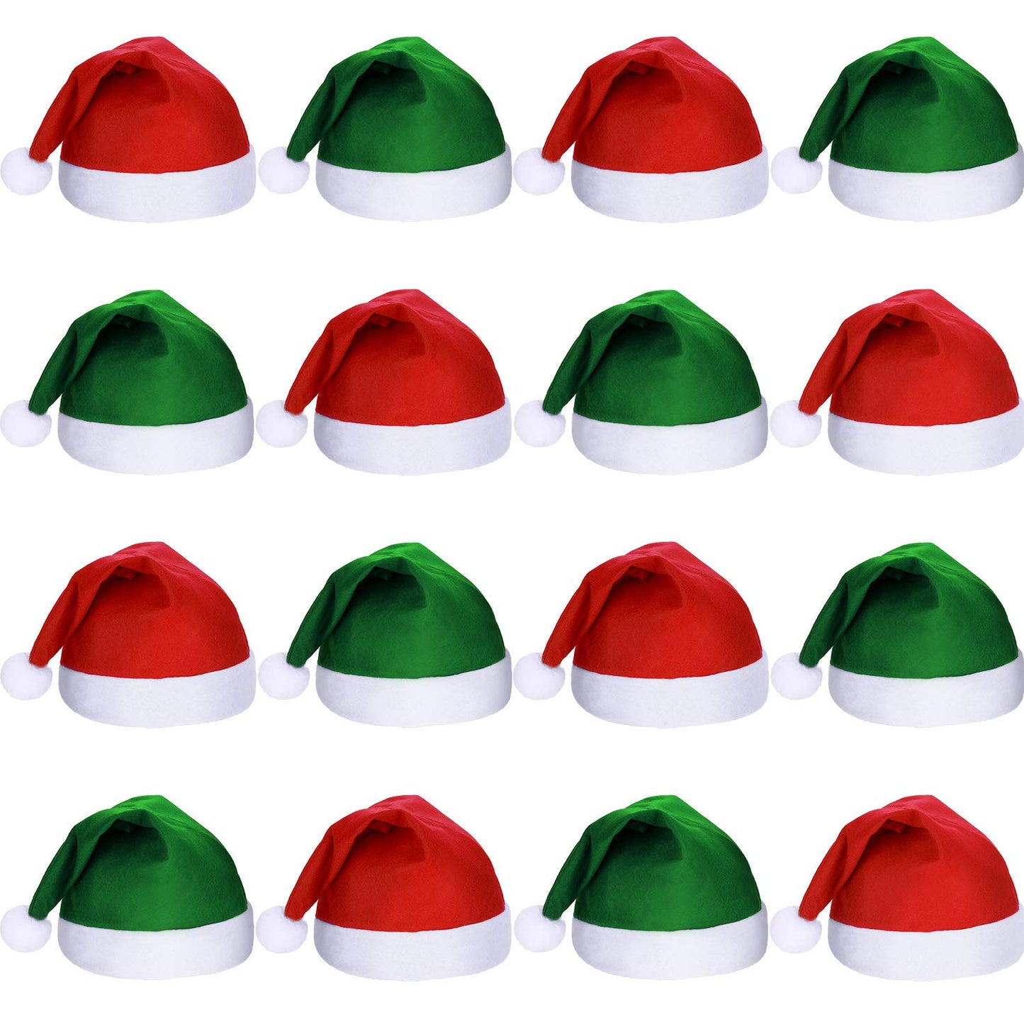 SATINIOR 16 Pieces Christmas Hat Bulk Santa Claus Xmas Santa Non Woven Fabric Hats for Christmas Adult Party Decorations(11 x 15 Inch,Green and Red)