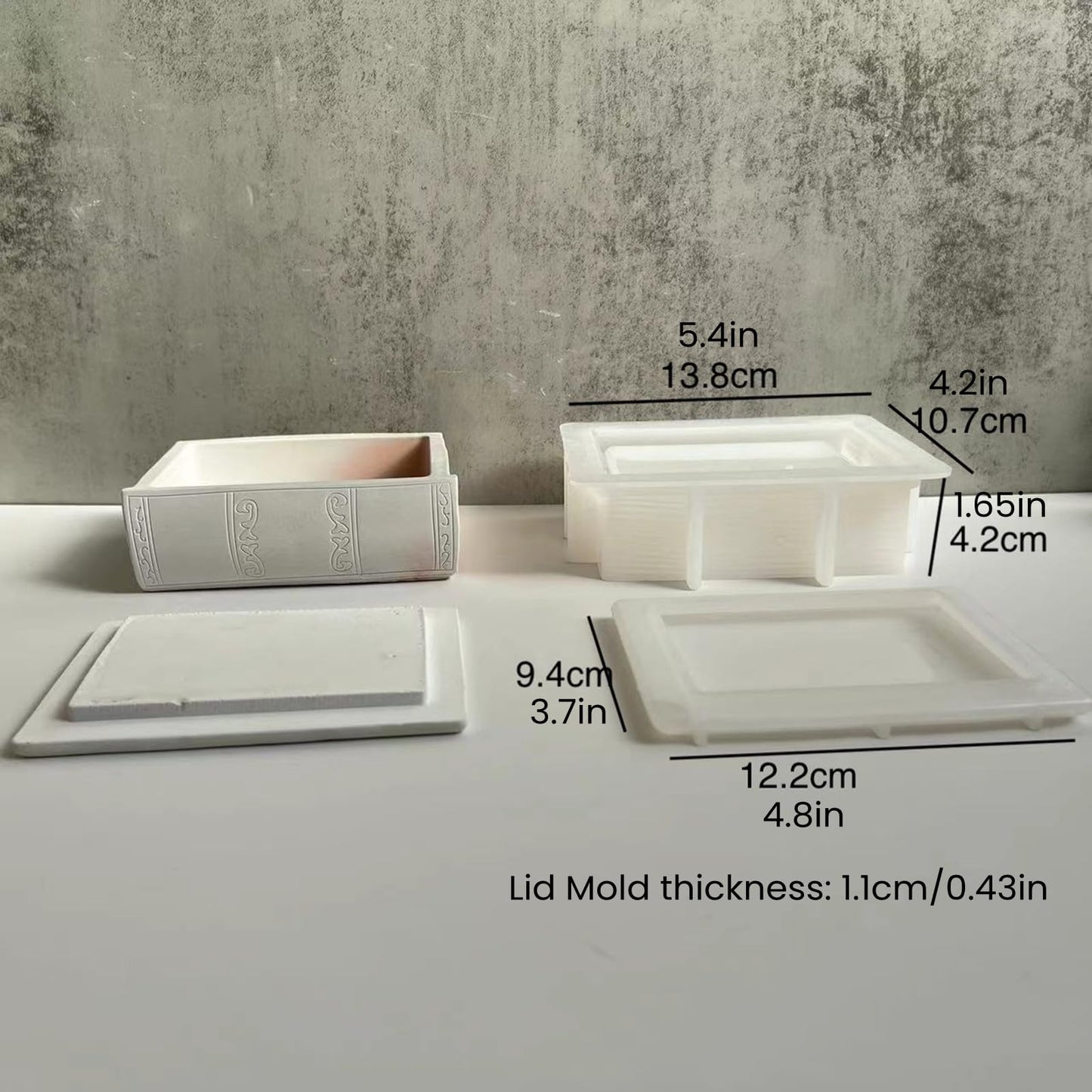 Book Shape Storage Box Concrete Flower Pot Silicone Mold with Cover Succulent Planter Pot Vase Mold Plaster Epoxy Resin Cement Clay Mould