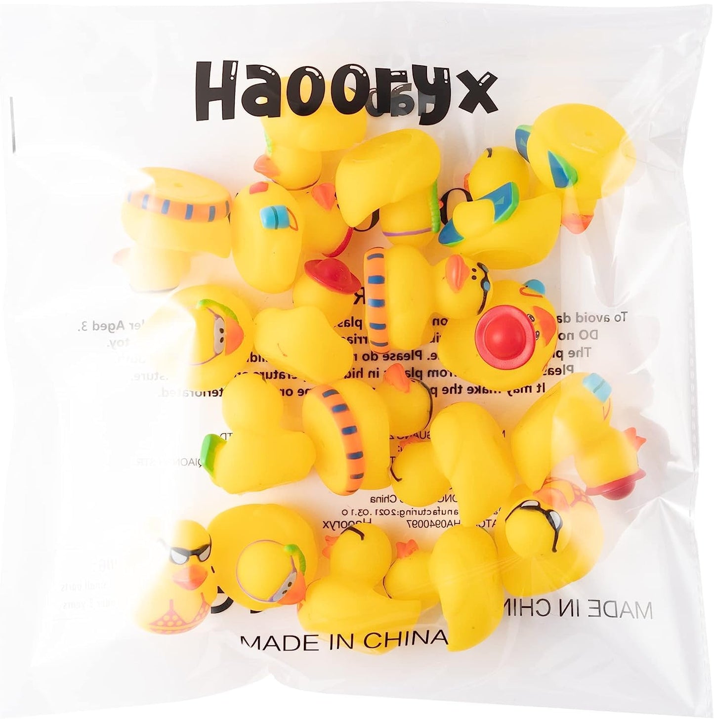 Haooryx Summer Beach Rubber Duckies - 20Pcs Float Bathtub Ducky Swimming Pool Toys Novelty Funny Squeeze Ducks Kids' Birthday Multi-Item Party Favor Packs School Prizes Rewards Baby Shower Bath Toys