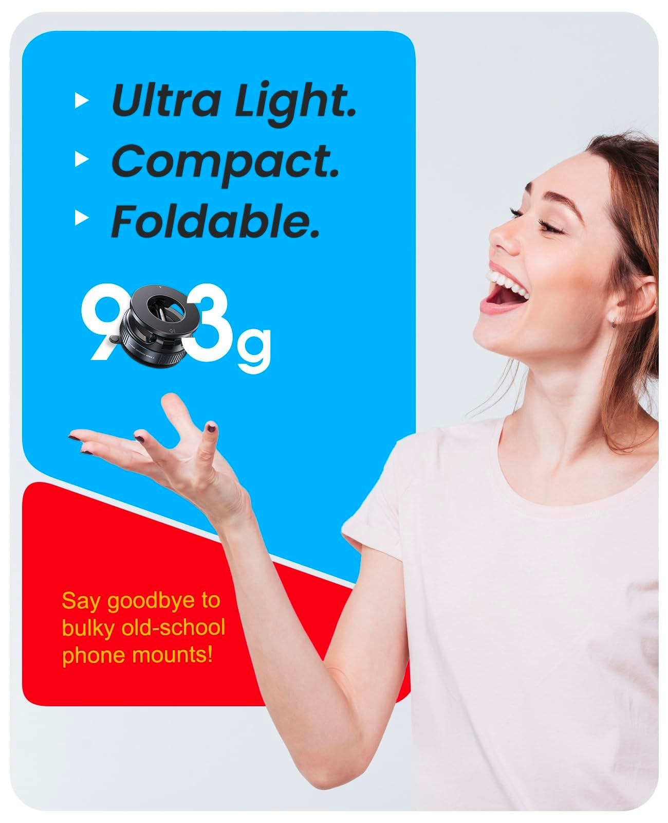 Jononser Magnetic Suction Cup Phone Mount for Magsafe, 360° Adjustable Magnetic Car Phone Holder, Pocket Size Foldable Car Mount, Cell Phone Holders for Your Car for iPhone 16 Pro Max 15 14 13 12 Plus