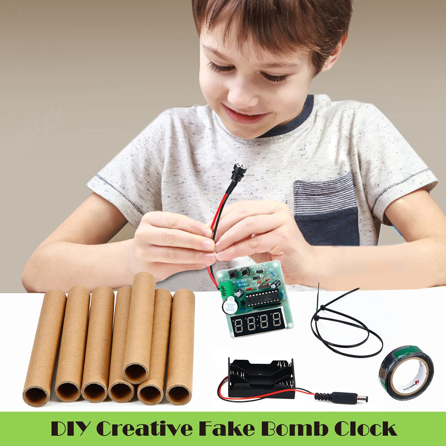 Realistic Fake Bomb Prop for Movies, Countdown Clock Timer Toy Bomb for Movie Prop, Fake Dynamite Stick Bomb Prop for Pranks, Halloween, Cosplay, Army Military Training, Party Decoration