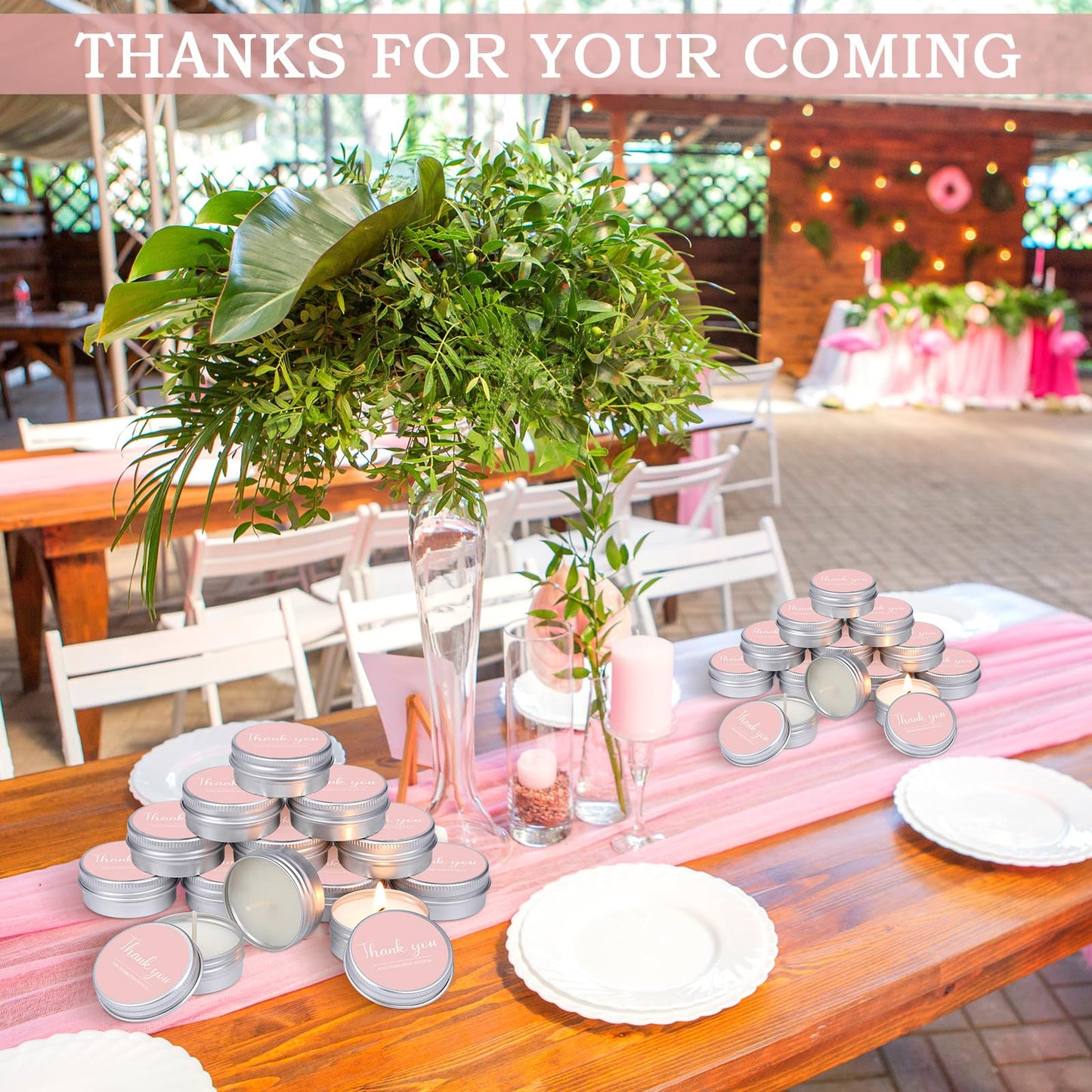 MTLEE 50 Pcs Thank You Candles Gift Wedding Favors Baby Shower for Guests 1 oz Lavender Scented Soy Wax Candle Aromatherapy Candle Favors for Bridal Baby Shower(Pink,Thank You)