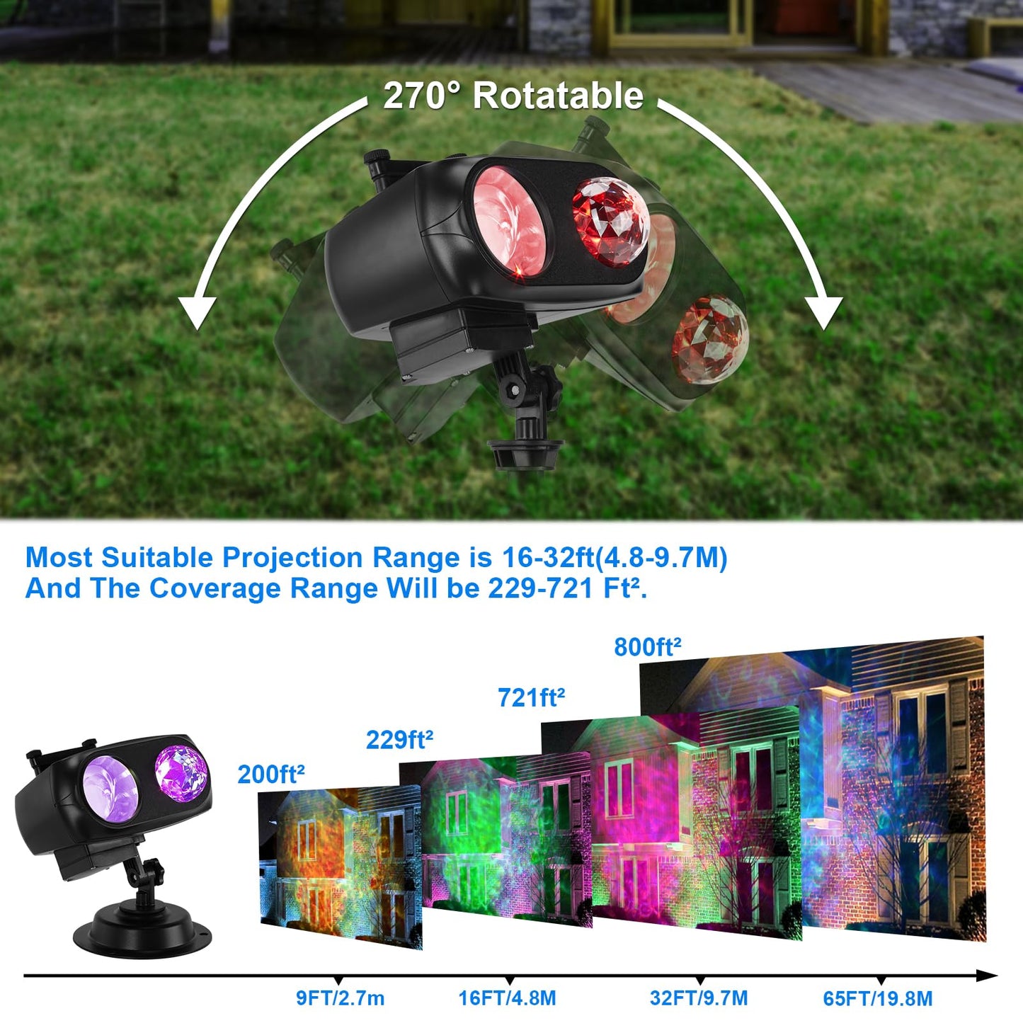 HAKUTA Halloween Christmas Projector Lights,HD Wave Ocean Effect LED Projector with 10 HD Slides (3D Ocean Wave +Patterns) and Remote Control for Christmas, Halloween, Thanksgiving
