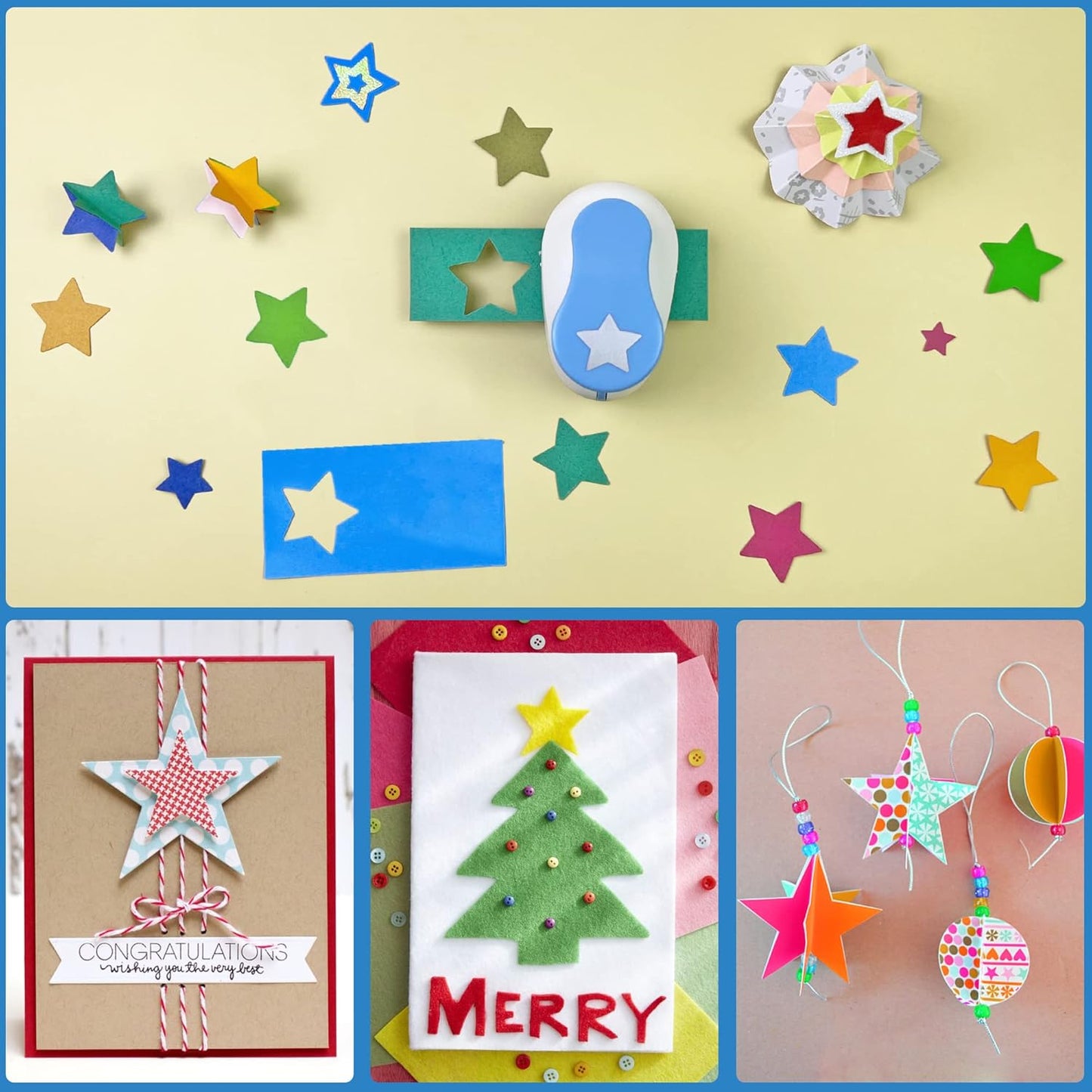 Star Hole Punch for Paper Crafts, 1.5-Inch Across, Small Hole Star Punch Cutter, Lever Punch Shape for Card Making, Scrapbooking, DIY Arts