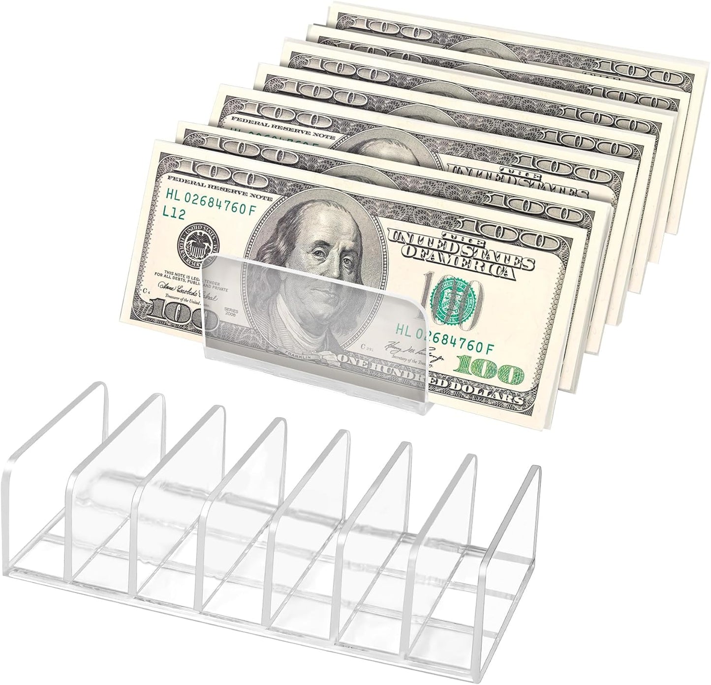 2 Packs Acrylic Mail Organizer Plastic Desk Cash Tray,7 Section Divided Vanity Organize Holder Vertical Letter Sorter for Desktop, Bill, Document, Notebook