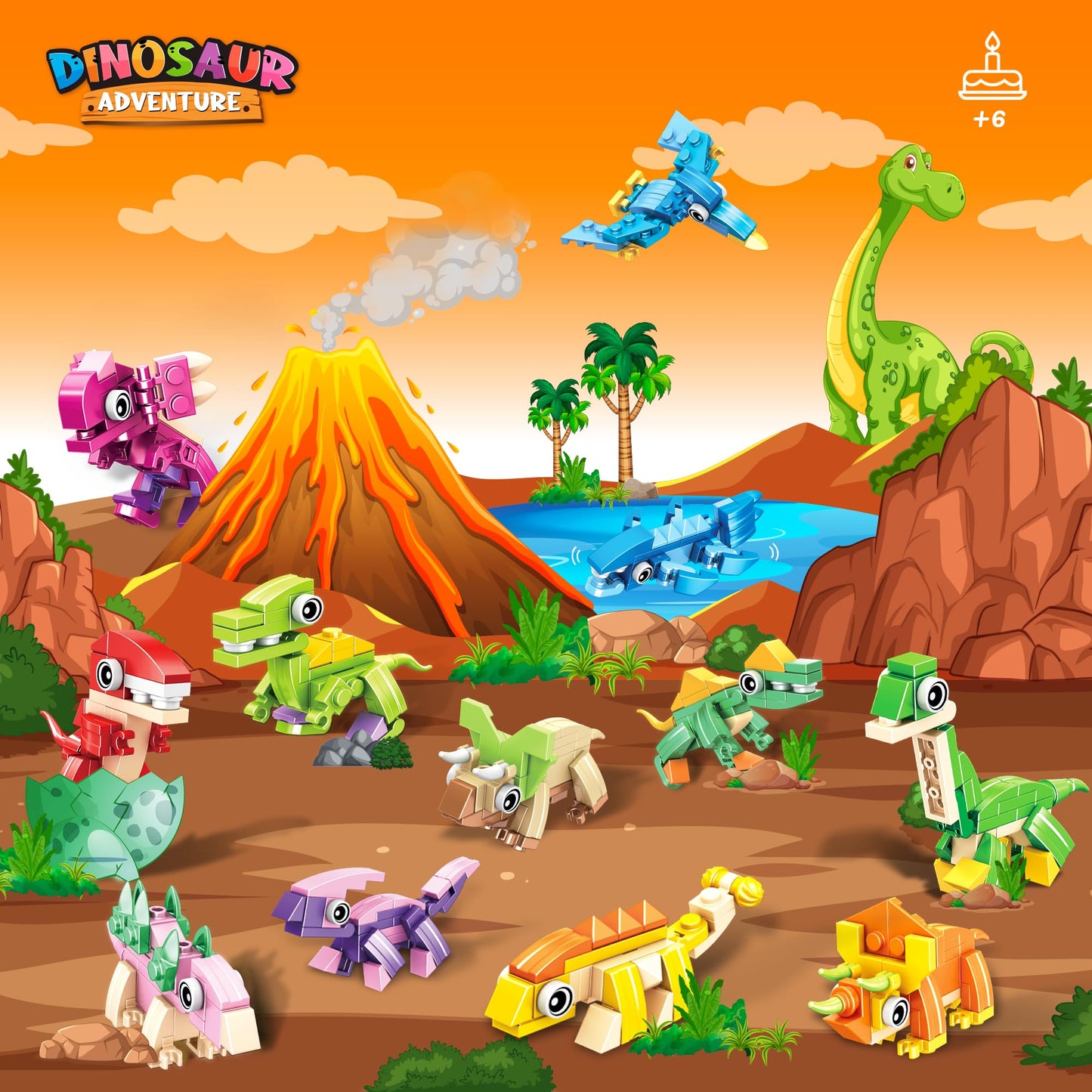 Dinosaur Party Favors for Kids – 12 Dino Eggs with Building Toy Set, Includes Glow-in-the-Dark Tattoos, 3-in-1 Models, Christmas & Birthday Gift, Goodie Bag Filler, Stocking Stuffer, Boys & Girls 6+