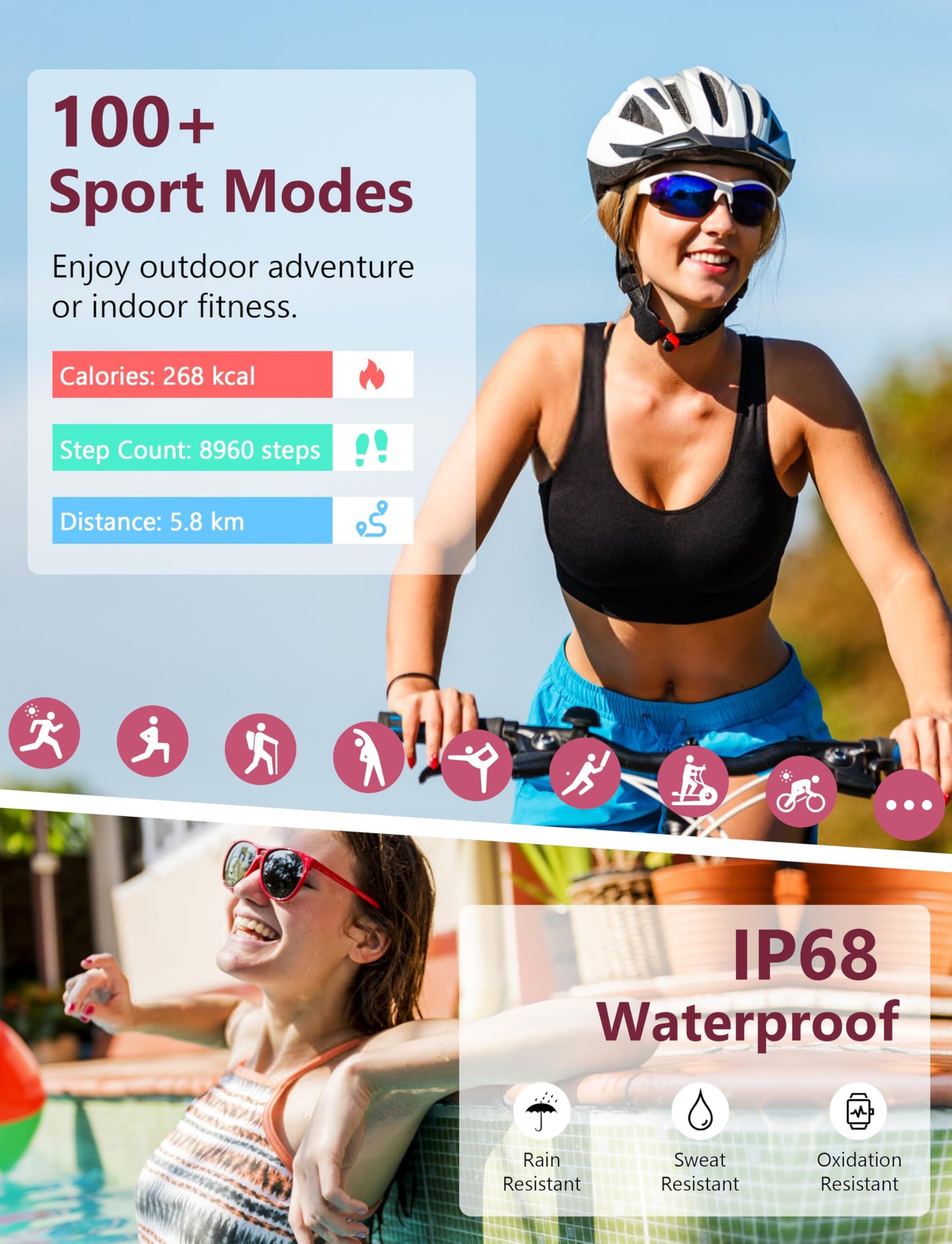 Smart Watch, 44mm Smartwatch Answer Make Calls, Alexa 1.83'' Fitness Watch, IP68 Waterproof Fitness Tracker Women Men, Heart Rate/Sleep Monitor, 100+ Sports Pedometer Watch for Android & iOS Phone