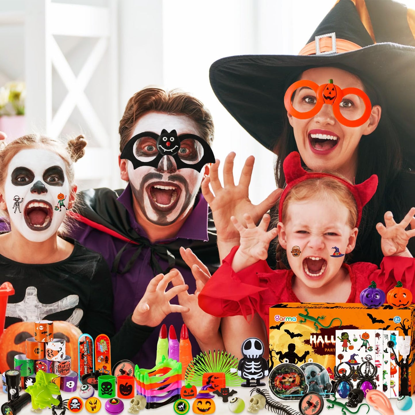 Garma 248Pcs Halloween Party Favors Bulk for Kids, Halloween Goodie Bag Fillers Toys Assortment Prizes Gift for Trick or Treat Fidget Toys Classroom Rewards, Halloween Party Supplies Non Candy Treats