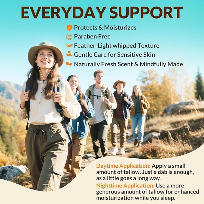 Beef Talow for Skin -100% Grass Fed - Whipped Tallow and Honey Balm for Face & Body Moisturizer -Natural Formula for Dry,Sensitive Skin,Eczema- 4 oz (Citrus Breeze)