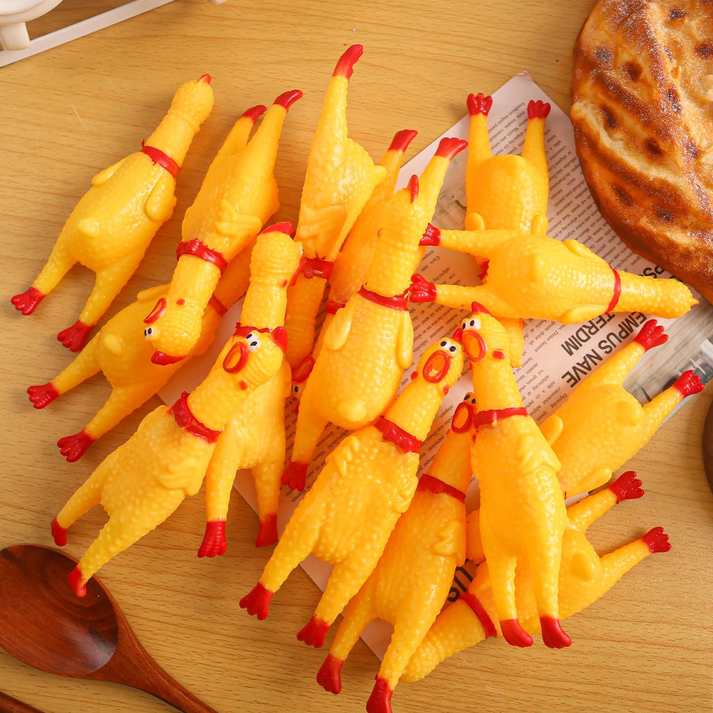 POPLAY 20PCS Squeaky Rubber Chickens, Screaming Chickens Bulk Prank Novelty Toys Pet Toys for Party Favors Family Game Dog Toys Noise Maker