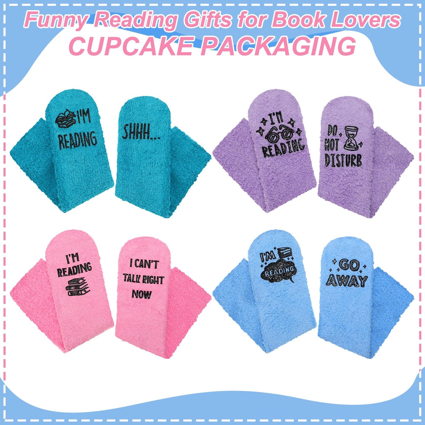 Geyoga Dog Mom Fuzzy Socks Christmas Funny Gifts Socks Stocking Stuffers for Book Dog Bake Lover