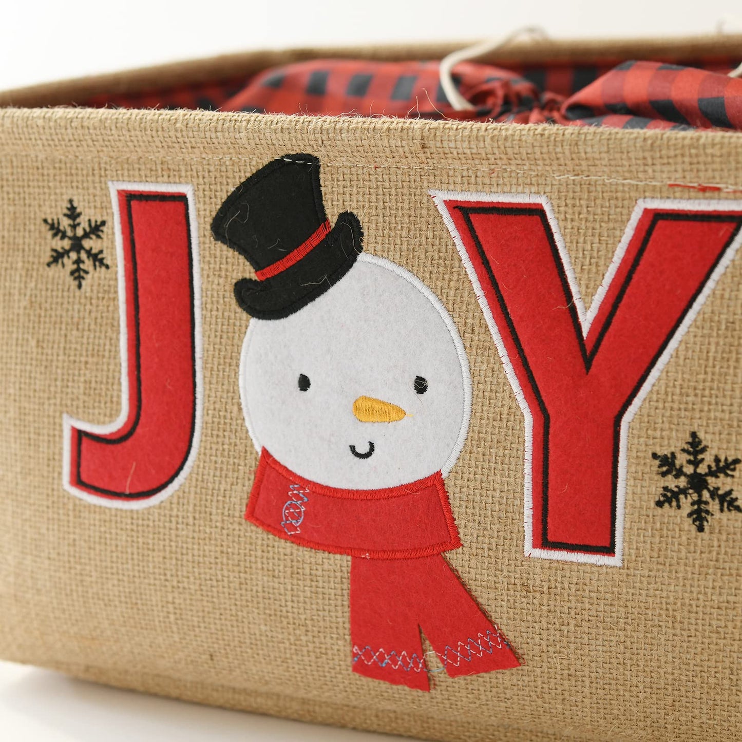 INough Gift Basket Empty Large Christmas Basket Christmas Empty Christmas Gift Baskets with Handles Collapsible Christmas Storage, Holiday Gift for Kidsroom Nursery Play Room (Large, Joy)