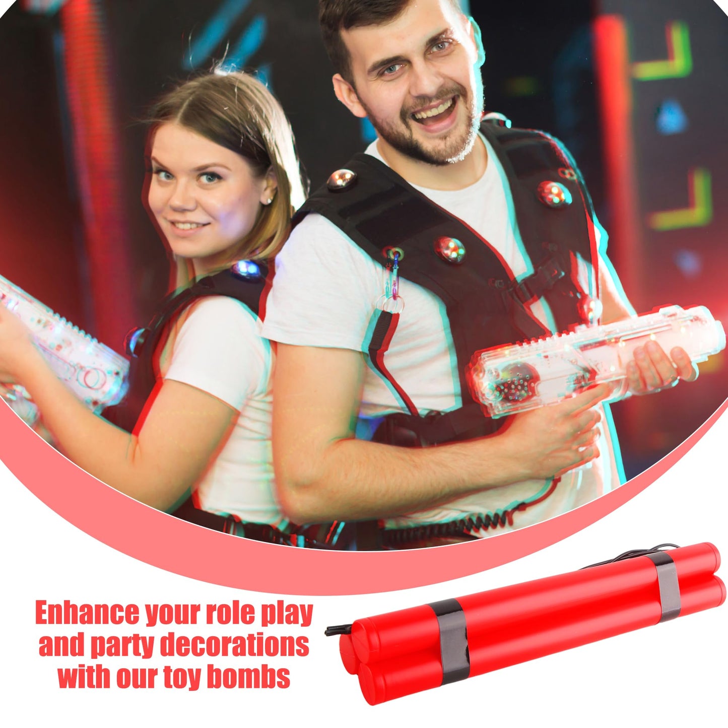 Hoarost 18 Sticks Fake Red Dynamite Prop Plastic Pretend Explosive Bomb Toy Simulation Dynamite Sticks for Prank Gag Film Costume Prop