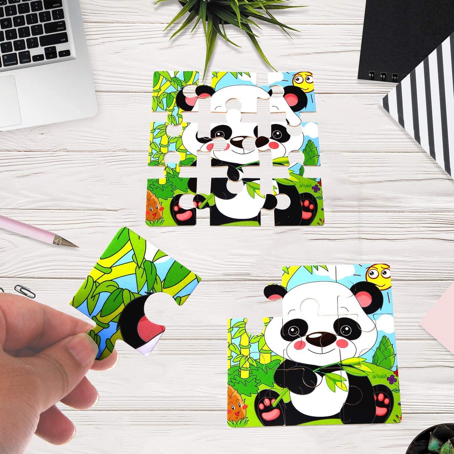 SANNIX 12 Pack Jigsaw Puzzles for Toddlers Wooden Animals Jigsaw Puzzles 9 pcs with 12 Organize Bags for Kids Ages 2 3 4 5 Preschool Educational Puzzles Learning Travel Toys for Boys and Girls