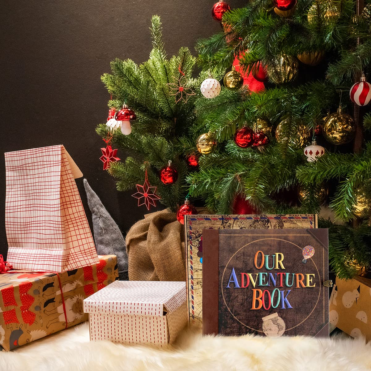 Our Adventure Book Travel Diary Photo Book,Scrapbook, Photo Album,Retro Style Travel Souvenir, Vintage Guestbook DIY Anniversary Wedding Travel Writing Baby Friend Gift, Heartfelt Present(Ball)