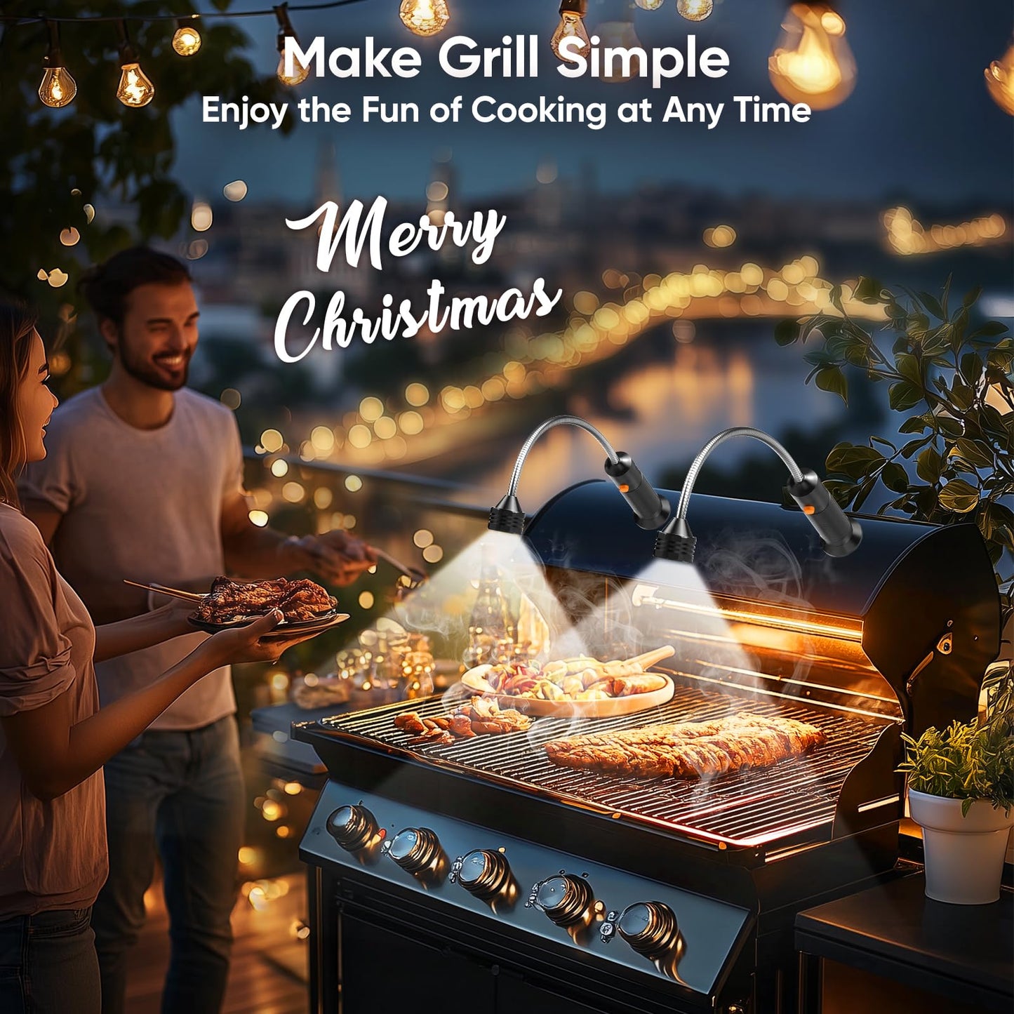 Grill Light BBQ Grilling Accessories: 2025 Unique Mens Gifts for Christmas Birthday - Cool Gifts for Dad Husband Grandpa - Outdoor Bright Magnetic LED Light Smoker Accessories Tools 2 Pack