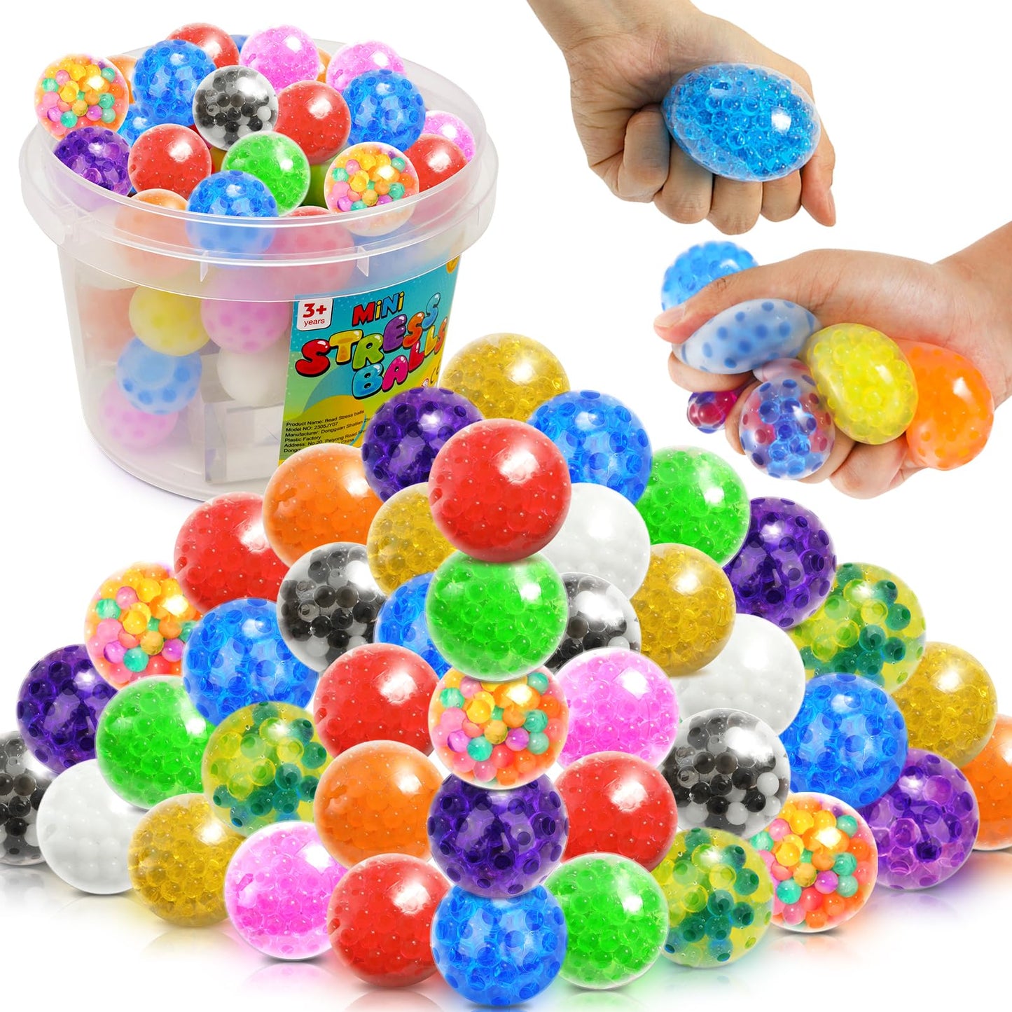 Squishy Stress Balls Fidget Toys - 72 Pack Squishy Toys Stress Ball for Anxiety, Fidget Stress Toys Bulk, Squeeze Balls for Adult with ADHD- Fidgets for Classroom Prize Box Toys, Classroom Must Haves