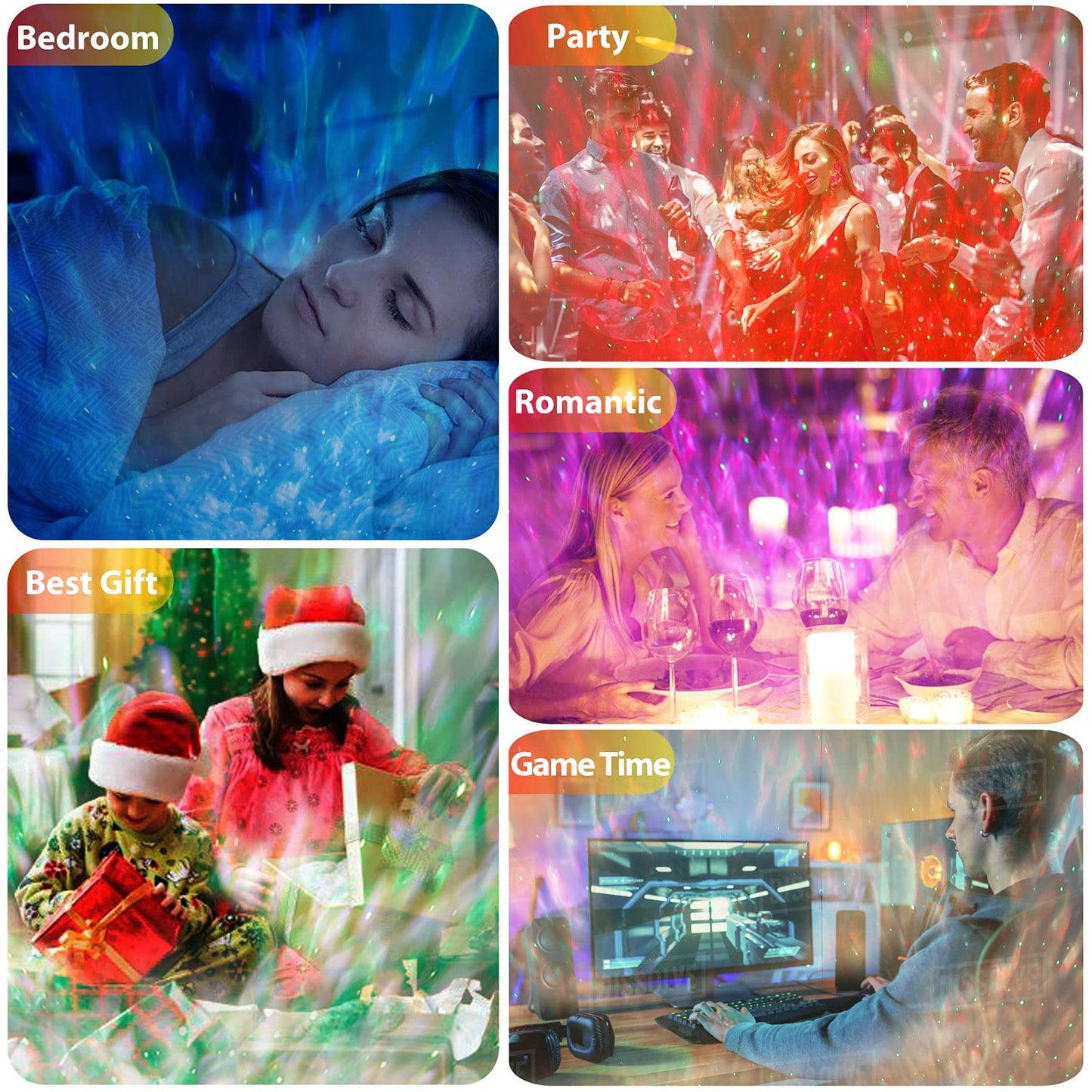 Star Projector Night Light - Galaxy Projector Light for Bedroom/Party Adults Kids with Bluetooth Music Speaker Voice & Remote Control, No App Needed