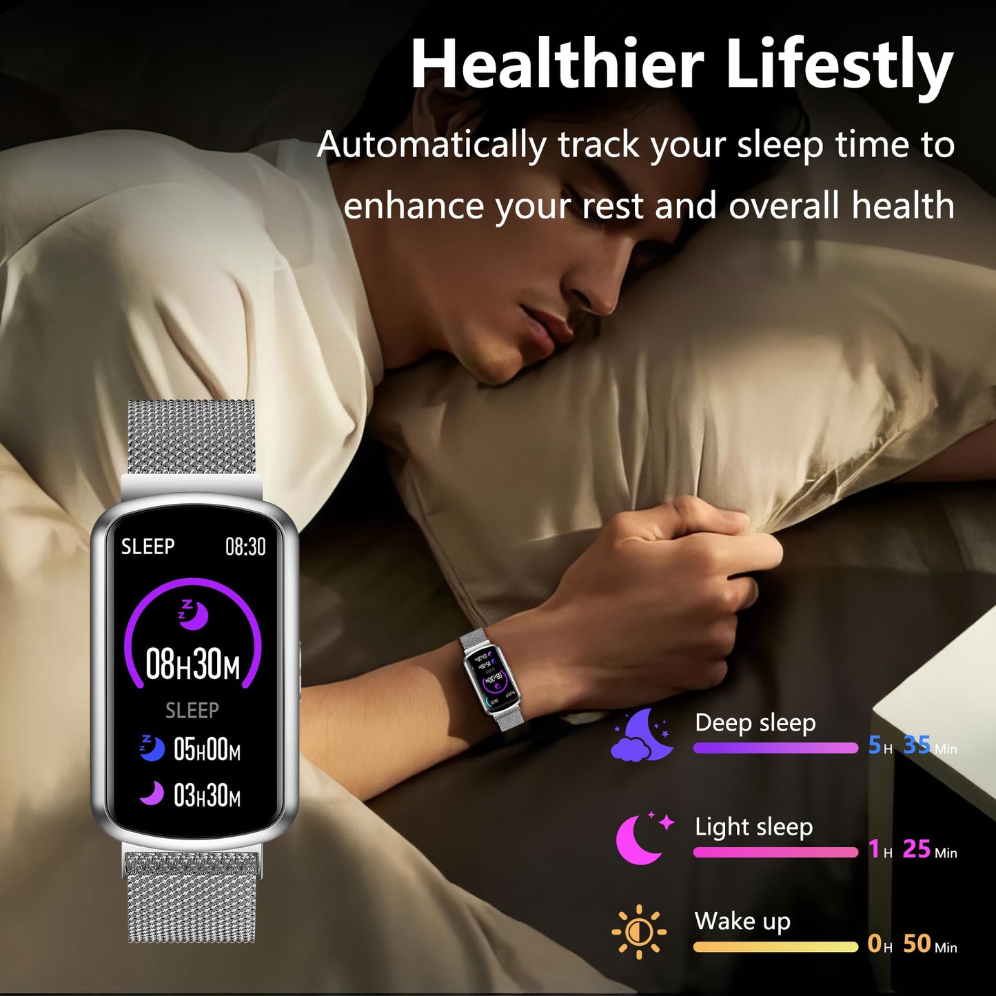 JYUAJOI Health Fitness Tracker, Smart Watch with 24/7 Heart Rate and Blood Pressure Monitor, Activity Tracker with Blood Oxygen, 120 Sport Mode Waterproof Sleep Tracker for Women Men