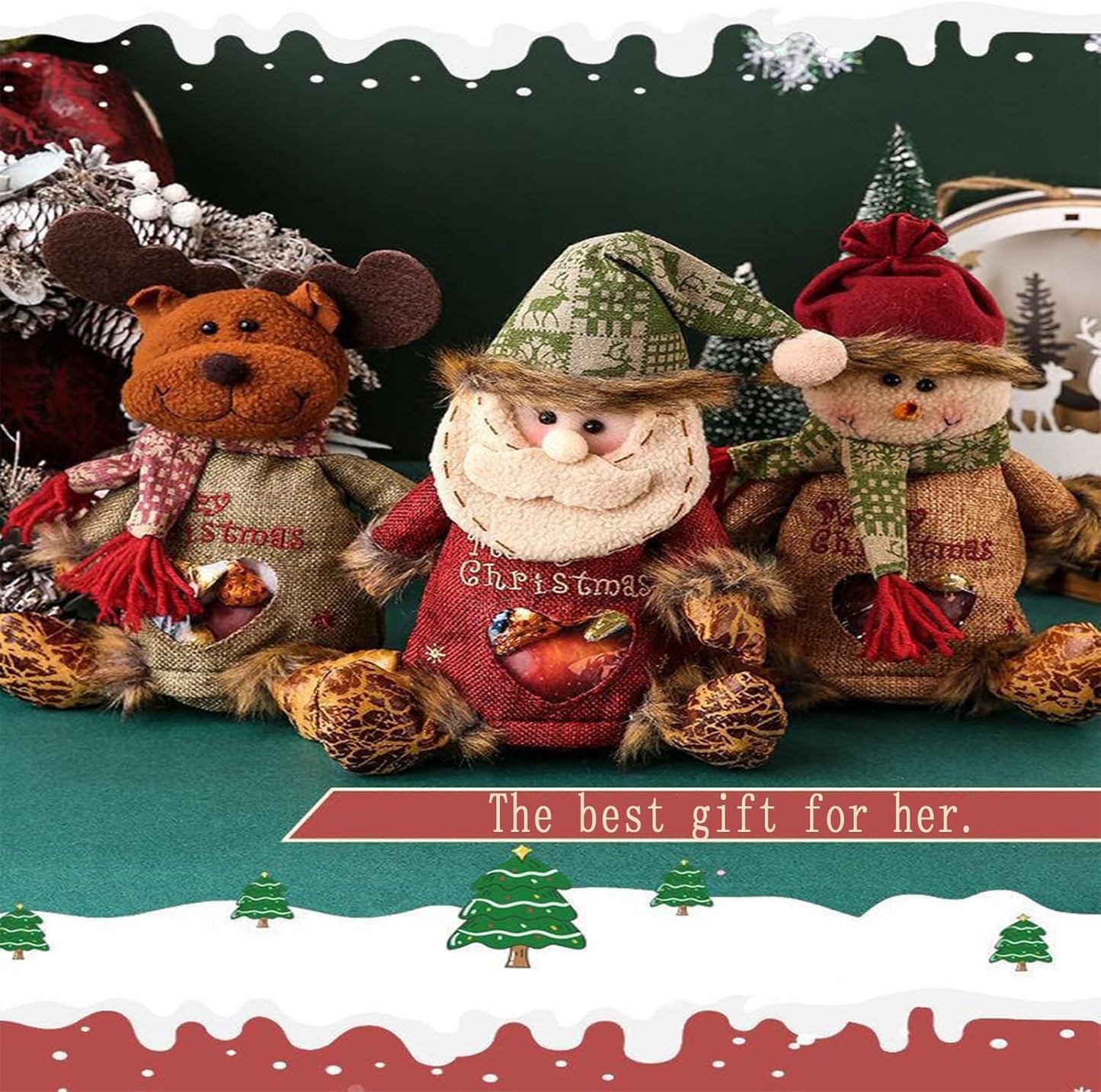 CphZnf Christmas Gift Bags Zipper Design, Christmas Gift Doll Bags, Small Christmas Gift Bags, Christmas Candy Bags, Christmas Bags With Drawstring,Christmas Gift Bags For Party And Festival (6pcs)