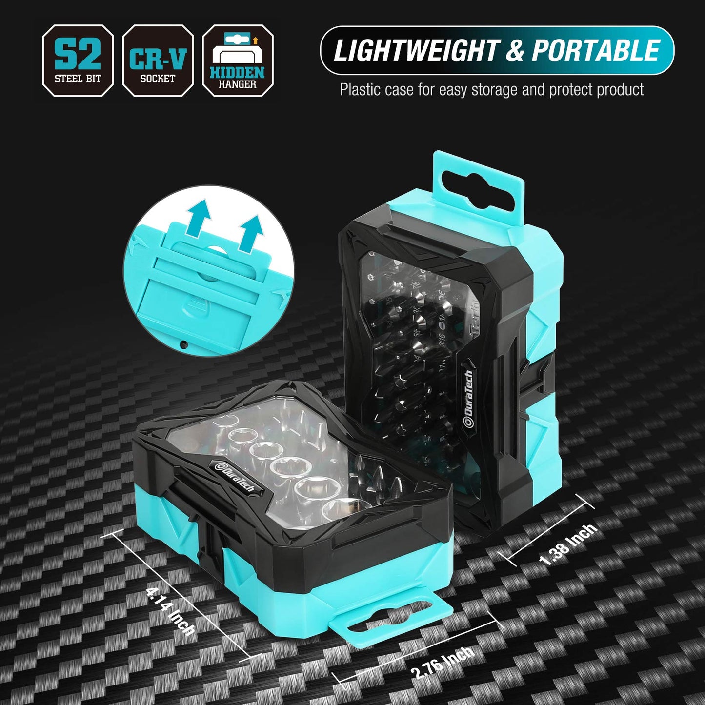 DURATECH 56-Piece 1/4" Mini Ratchet Wrench and Screwdriver Bit Set, 2-in-1, 72-Tooth and 60-Tooth with Bit Socket Set, Storage Cases Included