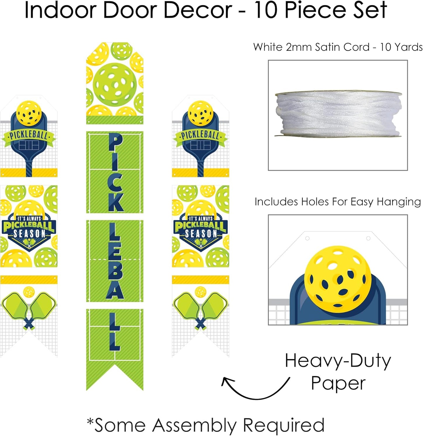 Big Dot of Happiness Let’s Rally - Pickleball - Hanging Vertical Paper Door Banners - Birthday or Retirement Party Wall Decoration Kit - Indoor Door Decor