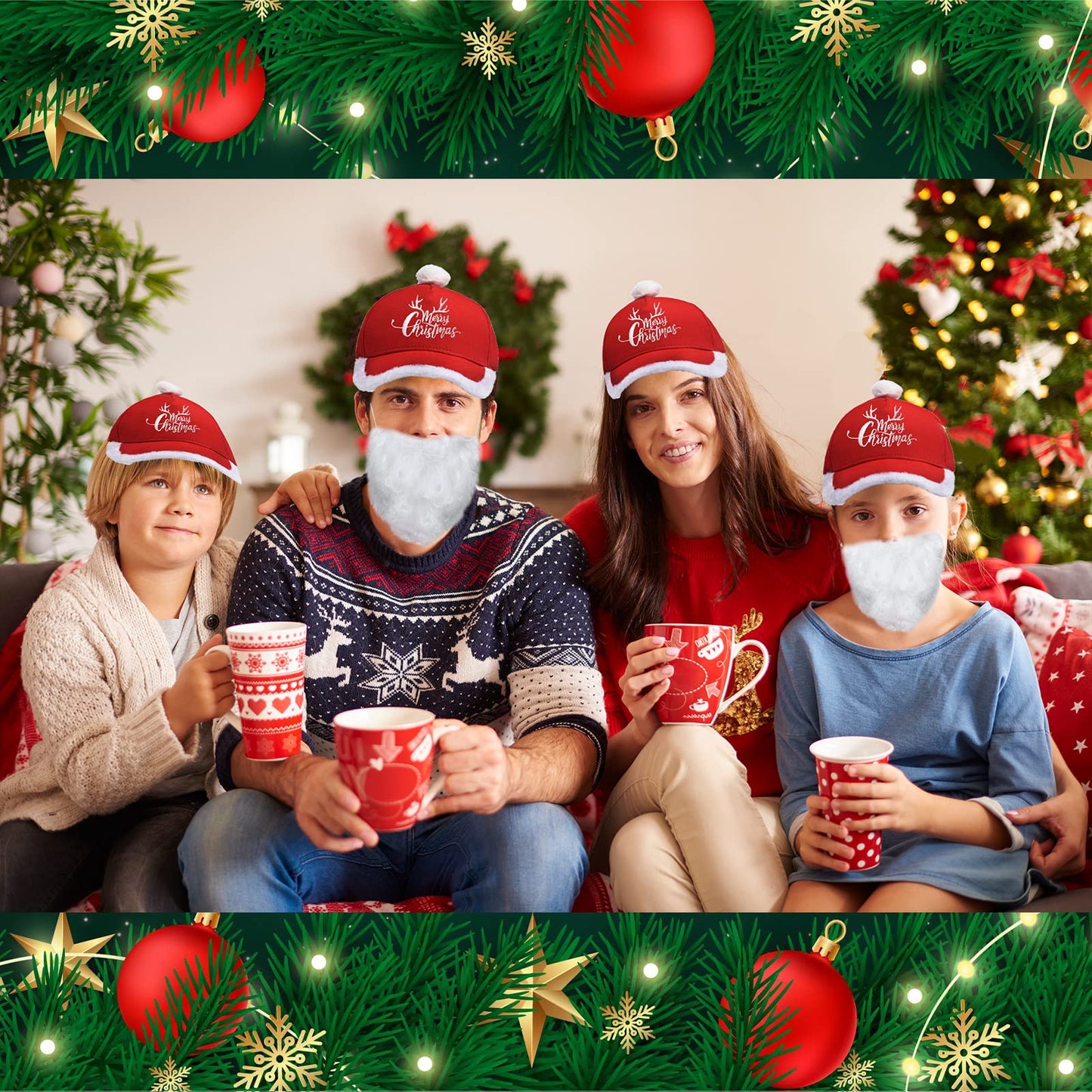 Giavuwn Santa Hat, Christmas Hat, Unisex Soft Santa Baseball Cap with Pom and Fur Brim Santa Hat Adult for Women Mens Holiday Party