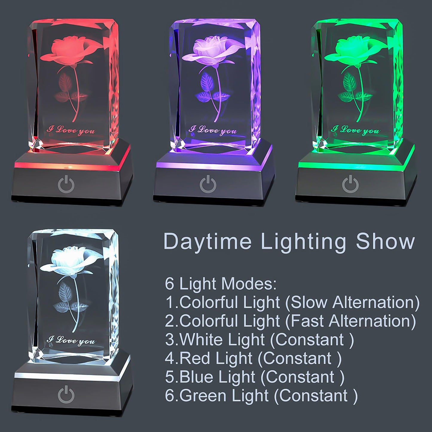 hochance 3D Rose Crystal Night Lamp with Adjustable LED Multicolor Lights for Girlfriend, Wife - Valentine's Day, Anniversary,Birthday Presents, Christmas Gifts for Her