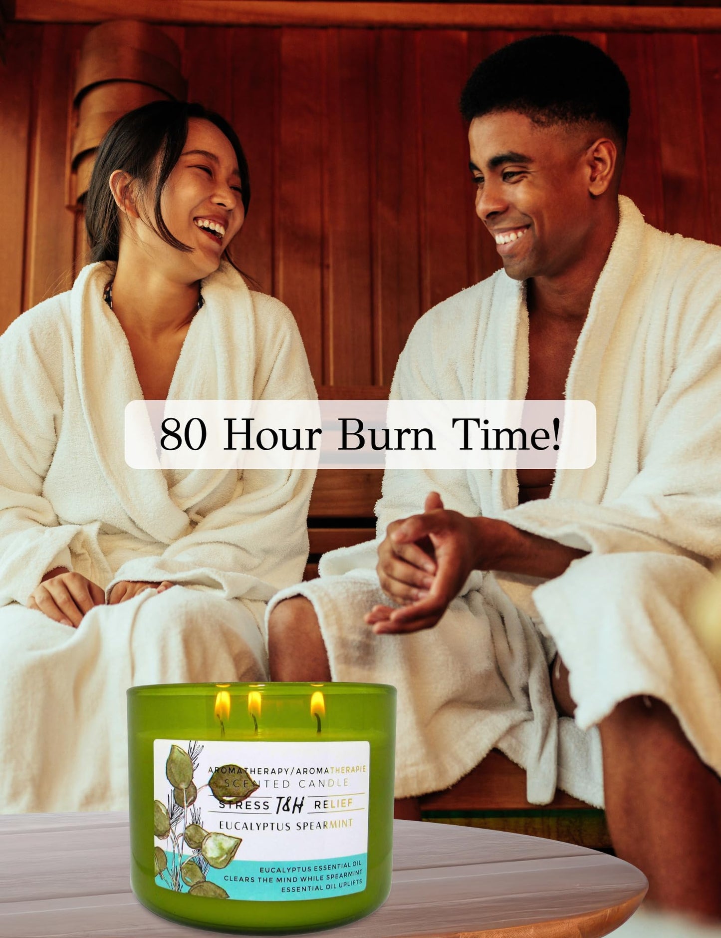 Eucalyptus Spearmint Aromatherapy Candle 3-Wick | Soy Scented Candles for Home | 15.8 oz Large Candle for Men and Women | Long Lasting Eucalyptus Candles | Decorative Candle Gift