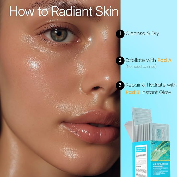A+B Exfoliating & Repair Face Pads 30 Tx - 2-Step Acid Peel Serum Treatment with Glycolic, Salicylic, Kojic Acid & Retinol Hyaluronic Peptides for Smooth Skin, Pore Minimizer, Hyperpigmentation