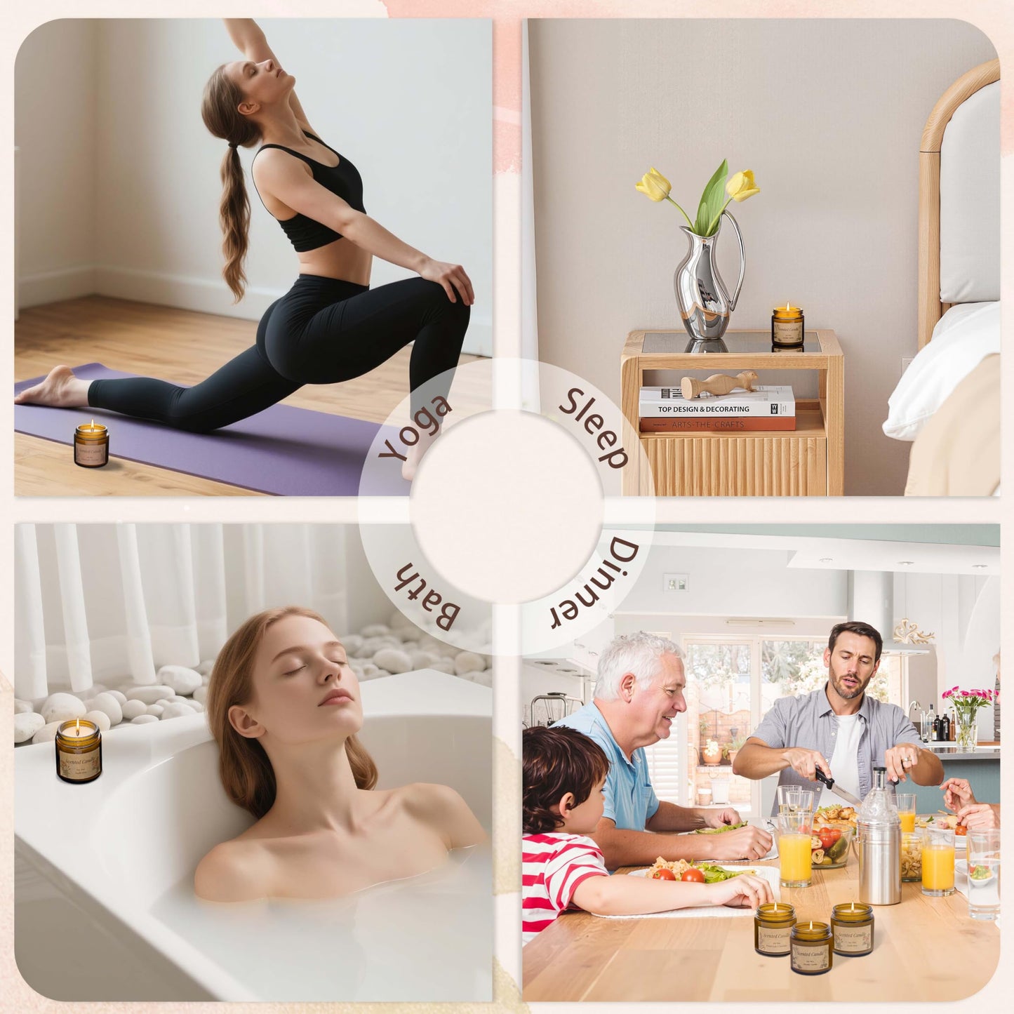 Rancco 3 Packs Scented Candles Set, Soy Candle for Home Scented, Floral Aromatherapy Jar Candles for Women & Men Ideal Gift for Birthdays, Anniversaries, Graduations(Vanilla Lavender Rose)