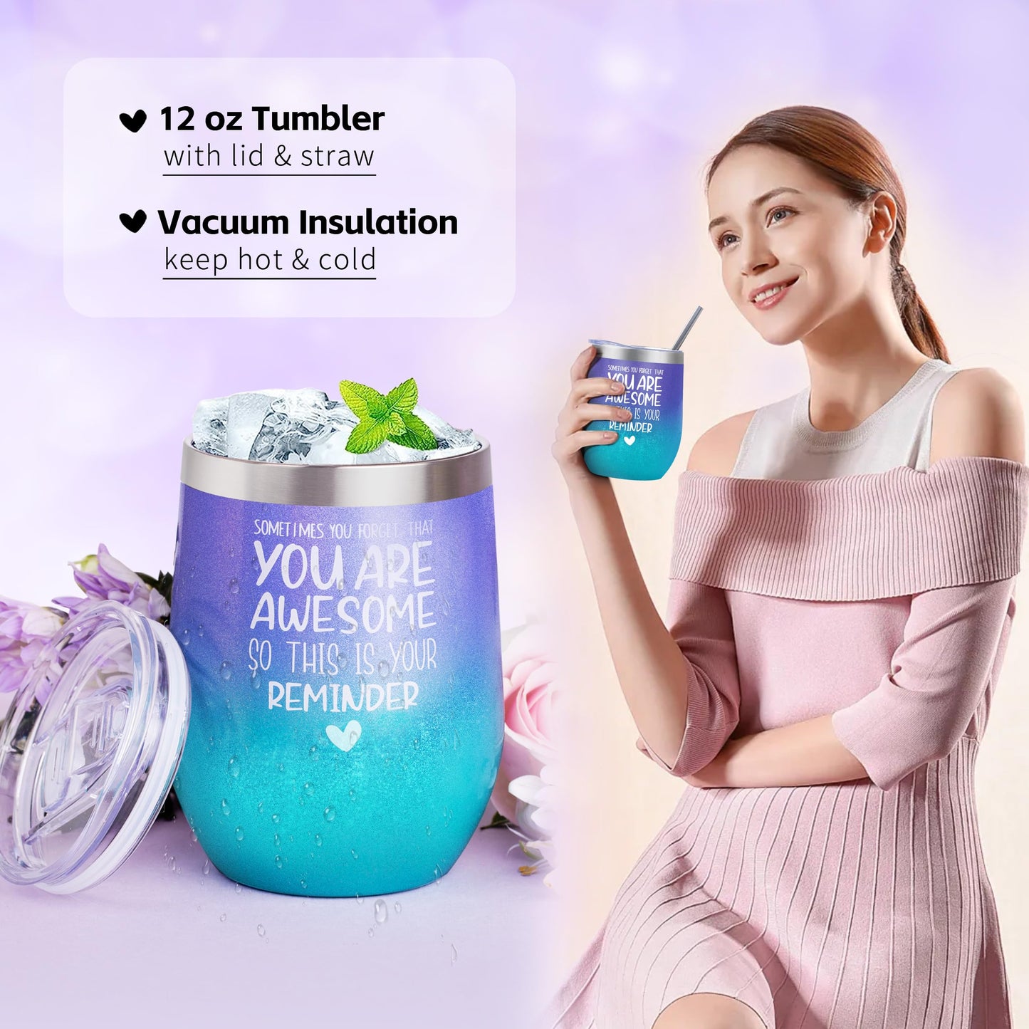 LUCOTIYA Gifts for Women, Christmas Gifts Basket for Woman Birthday Wine Tumbler Self Care Package Gift for Mom, Bestie, Her, Sister, Wife, Auntie Thank You Gift for Women Teacher Appreciation