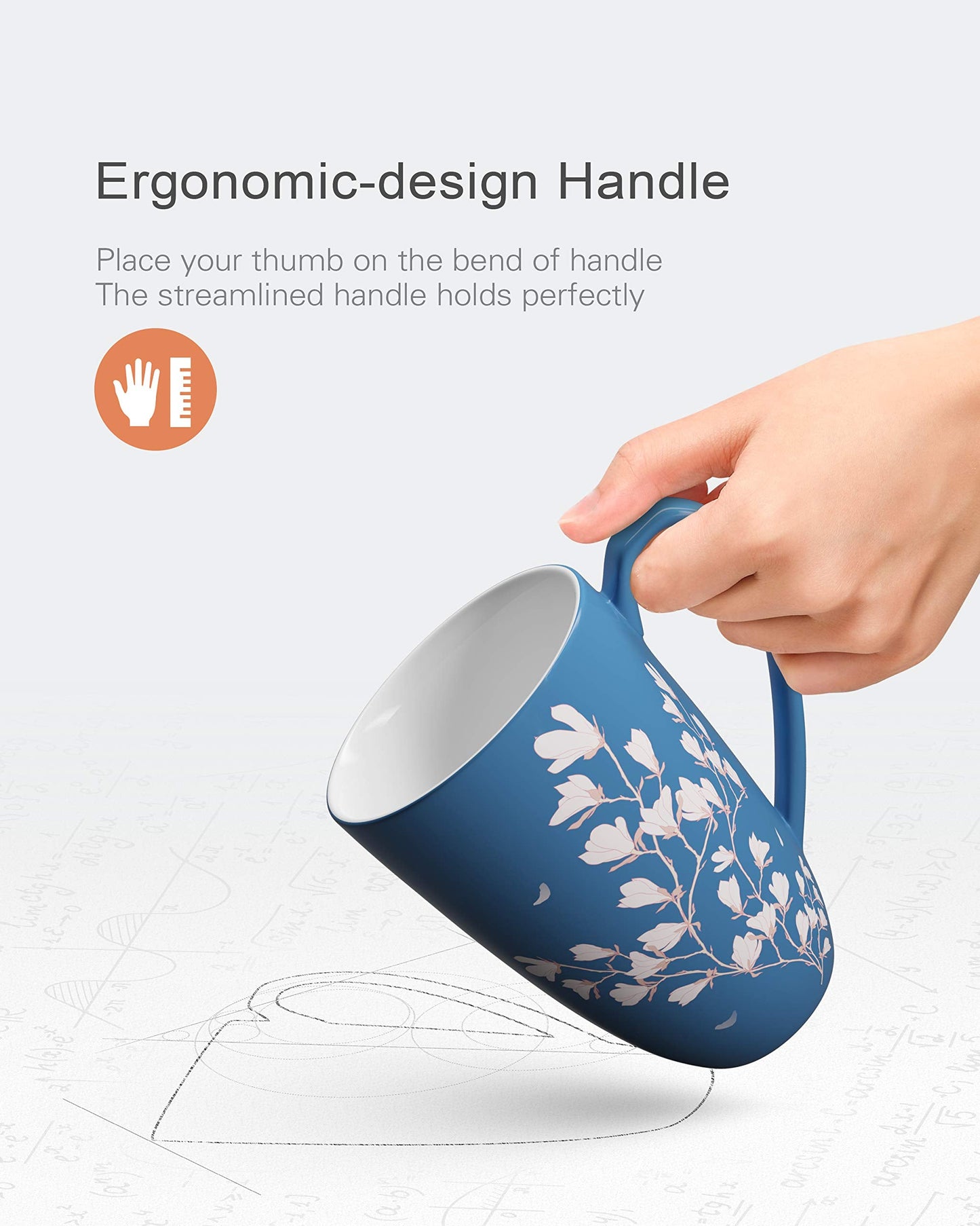 immaculife Tea Cup with Infuser and Lid - Tea Mug with Lid for Steeping Loose Leaf Coffee Milk Women Office Home Gift 16oz Navy Flower