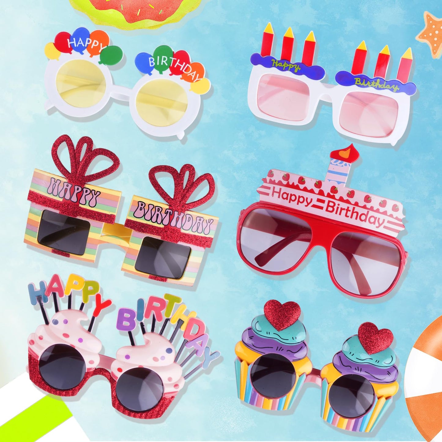 SEPTPARTY Funny Sunglasses & Costume Masks for Birthday Parties, Multi-Shaped Novelty Shades to Add Humor to Any Festivity (6)