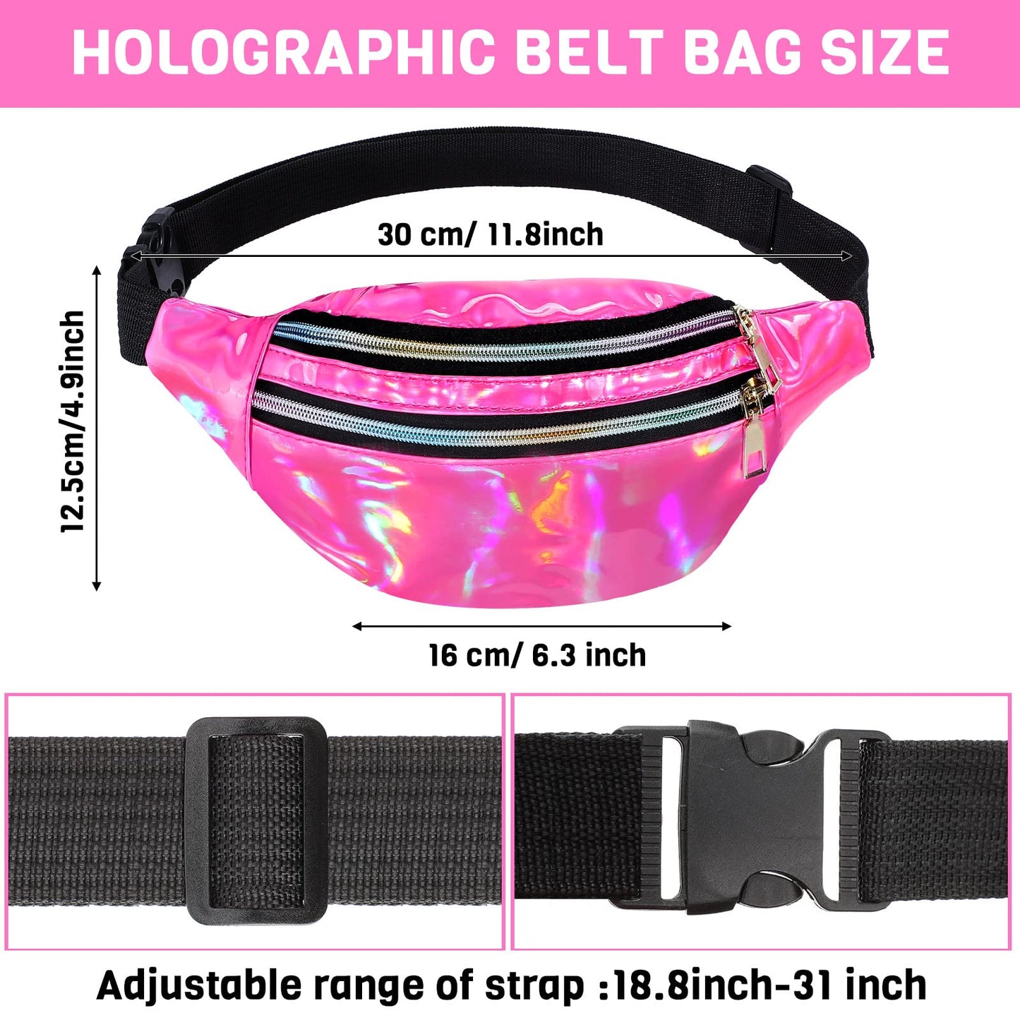 Handepo 19 Pcs 80s Costume Accessories Holographic Fanny Pack Leg Warmers Lace Headband Earrings Gloves Necklace Bracelet (Rose Red)