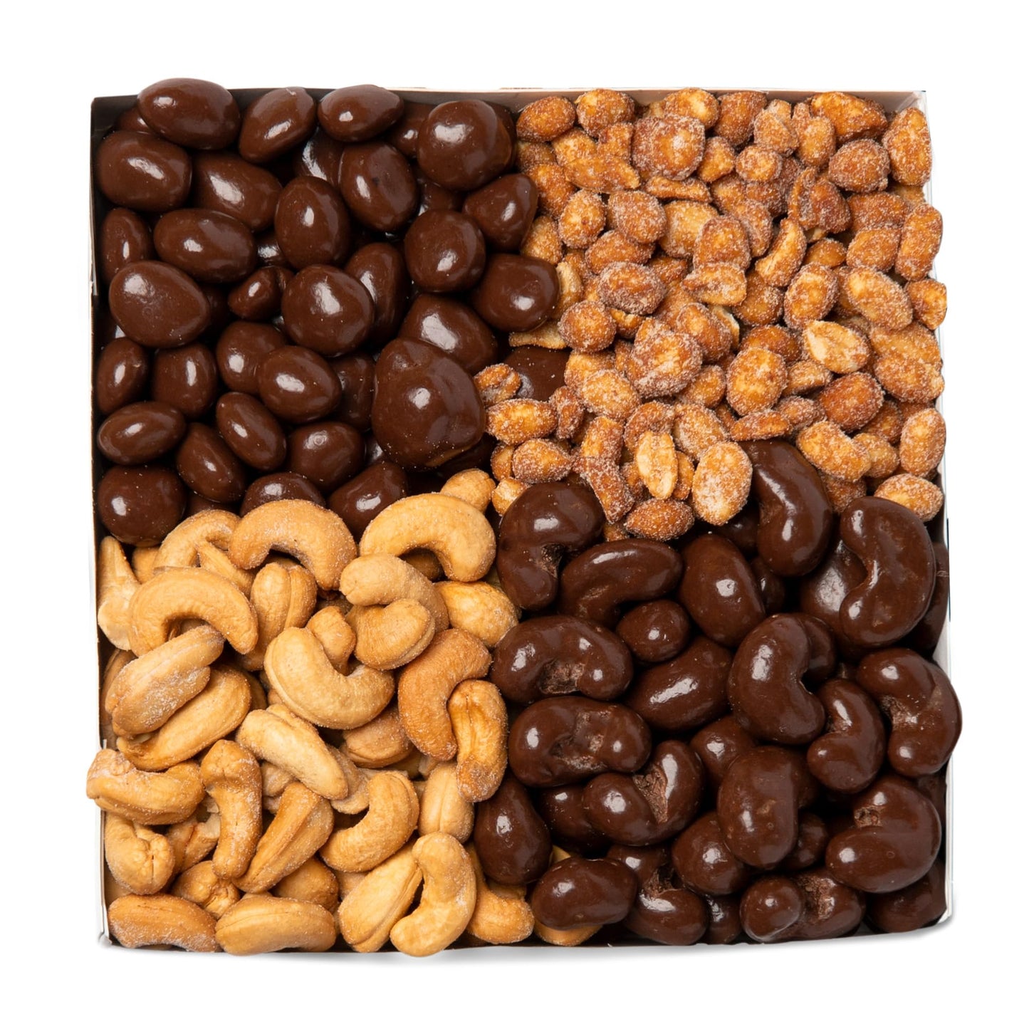 Nuts.com – Sweet and Salty Gift Tray for Summer and Festive Gifts — Healthy Snack Sampler Box, 1.25 Lbs of Roasted Cashews, Peanuts, Chocolate-Covered Raisins