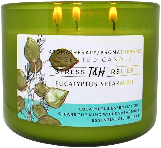 Eucalyptus Spearmint Aromatherapy Candle 3-Wick | Soy Scented Candles for Home | 15.8 oz Large Candle for Men and Women | Long Lasting Eucalyptus Candles | Decorative Candle Gift
