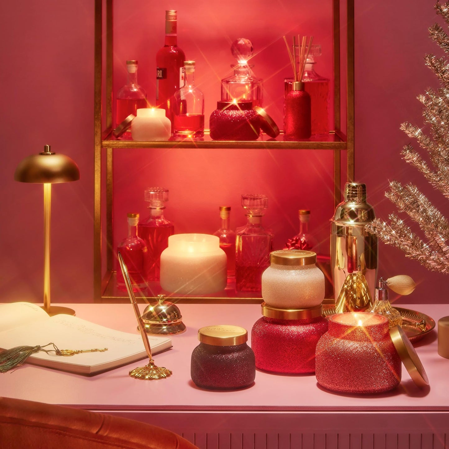 Capri Blue Signature Glam Jar Candle - Long Lasting Soy Wax Blend - Glitter Candles for Home Scented with Luxury Holiday Scents (Pumpkin Dulce, 19 oz)