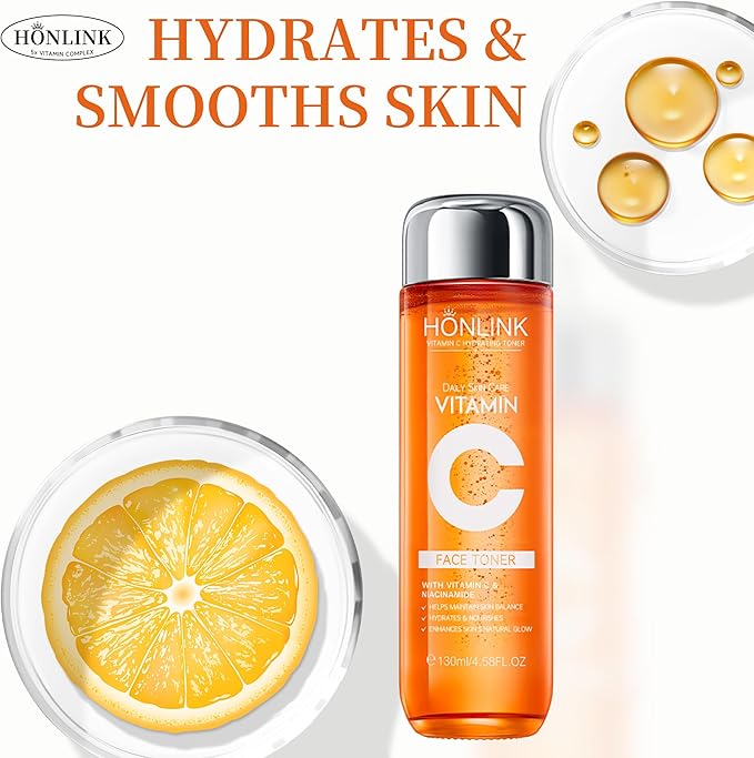 Vitamin C Skincare Kit - 2x Toners & 1x Serum with Niacinamide + Hyaluronic Acid | Hydration Prep,Skin Texture Support | Viral Trio Set , Unique Gift for Women