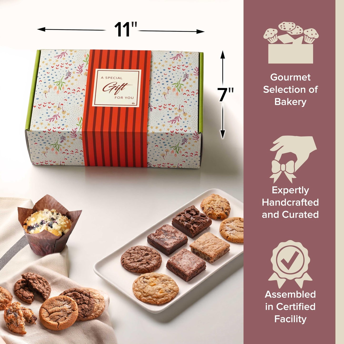 Broadway Basketeers Cookies Gift Baskets for Delivery Fresh Baked Gourmet Cookies and Brownies, Individually Wrapped Edible Care Package for Mom, Grandpa, Families, Holiday Gifts, Christmas, Coworkers