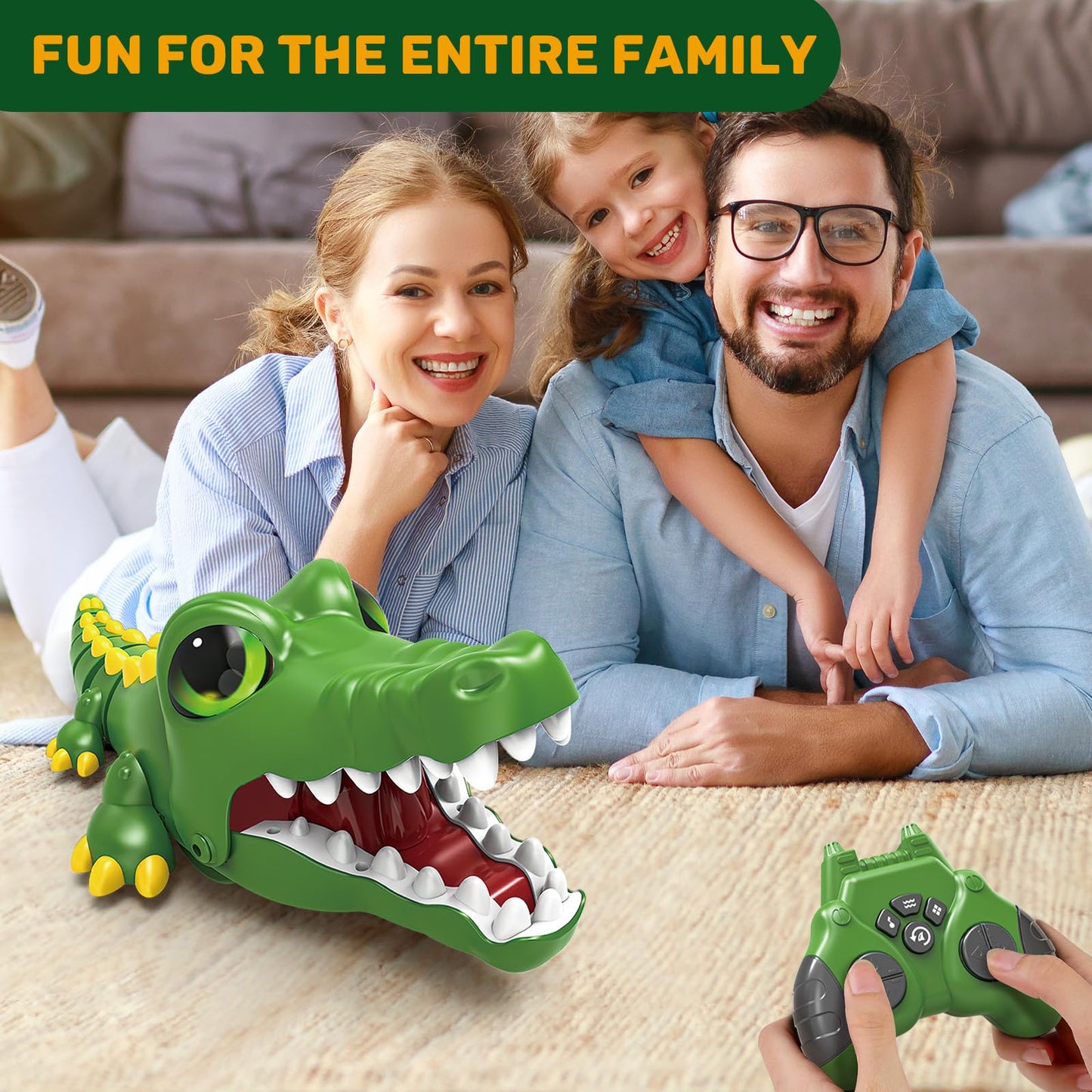 Remote Control Crocodile Toy Car, [2025 NEW] Rechargeable 2.4GHz RC Alligator Robot with Realistic Biting Action, 3-in-1 Prank Game & Interactive Car - Fun Birthday Gift for Boys & Girls Ages 3-10