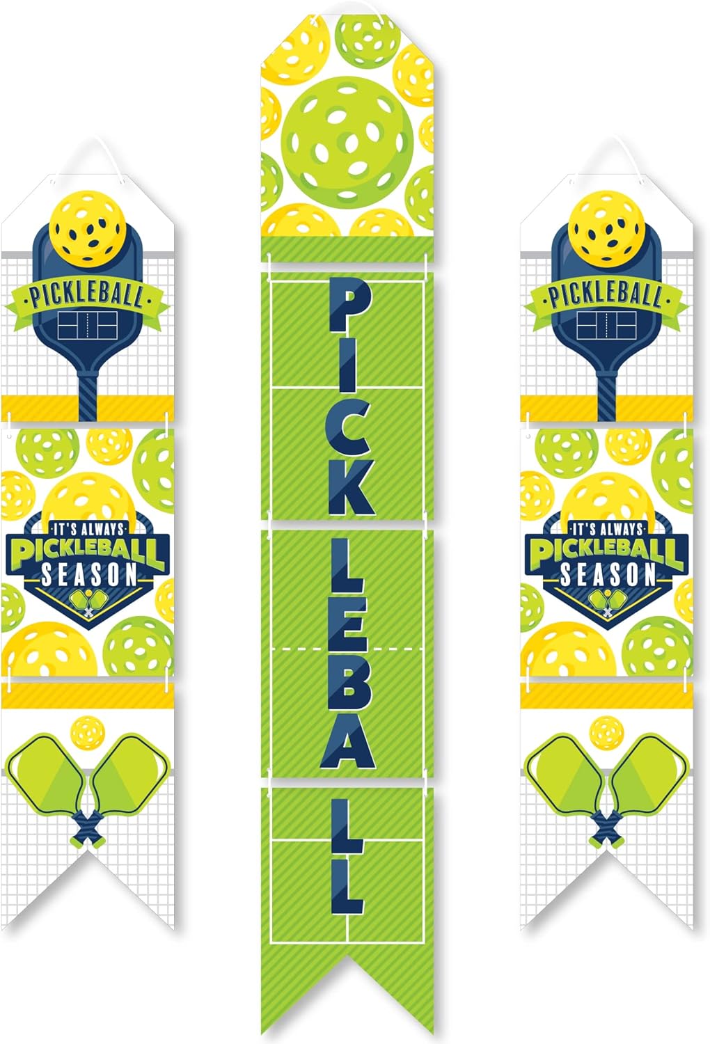 Big Dot of Happiness Let’s Rally - Pickleball - Hanging Vertical Paper Door Banners - Birthday or Retirement Party Wall Decoration Kit - Indoor Door Decor