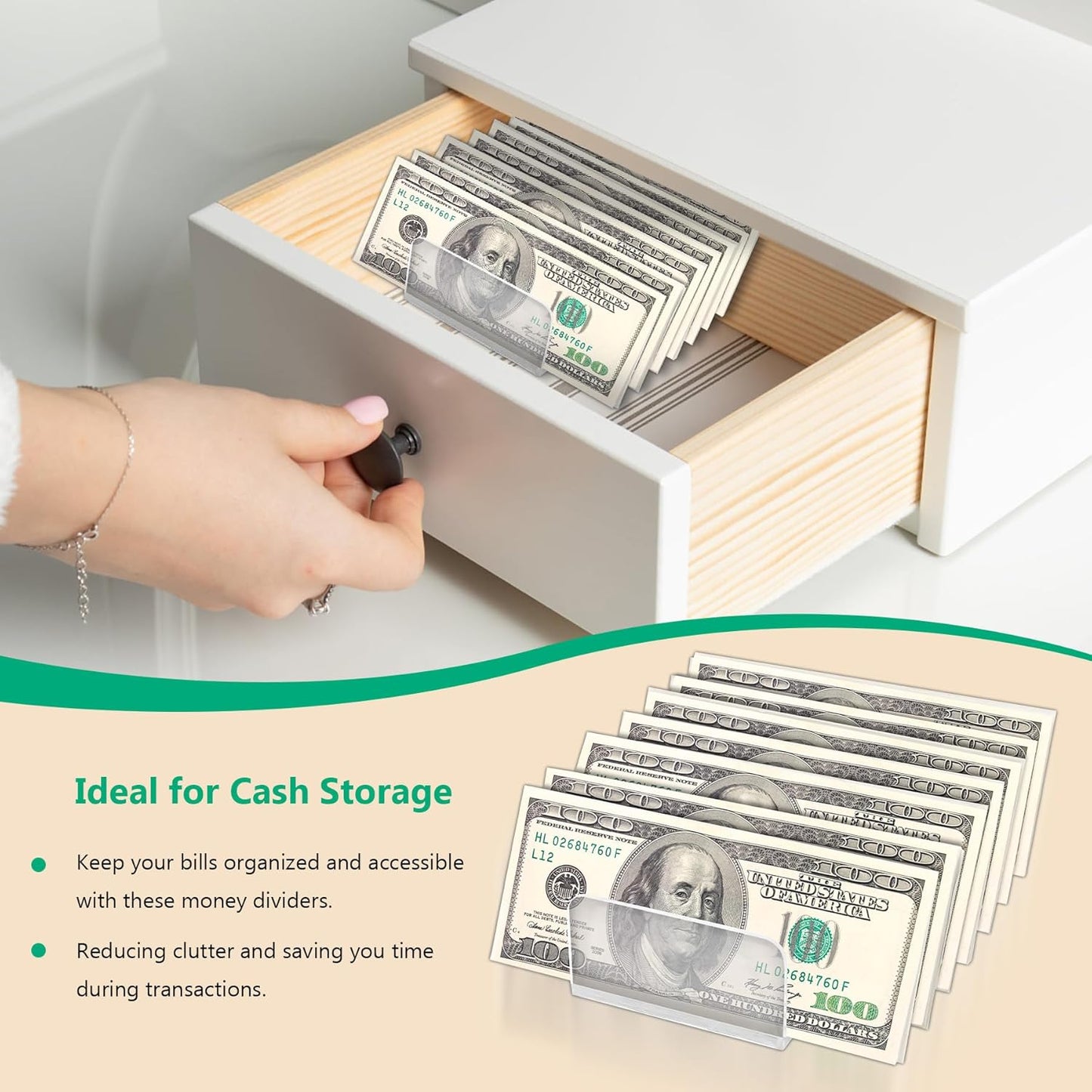 2 Packs Acrylic Mail Organizer Plastic Desk Cash Tray,7 Section Divided Vanity Organize Holder Vertical Letter Sorter for Desktop, Bill, Document, Notebook