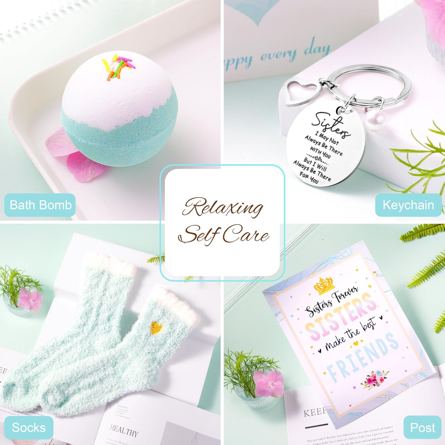 Sisters Birthday Gifts for Women Teen Girl, Best Friend Birthday Gifts Unique Friendship Gifts for Bestie BFF Friends Female Soul Sister Birthday Christmas Gift (Sisters Gifts-Blue)