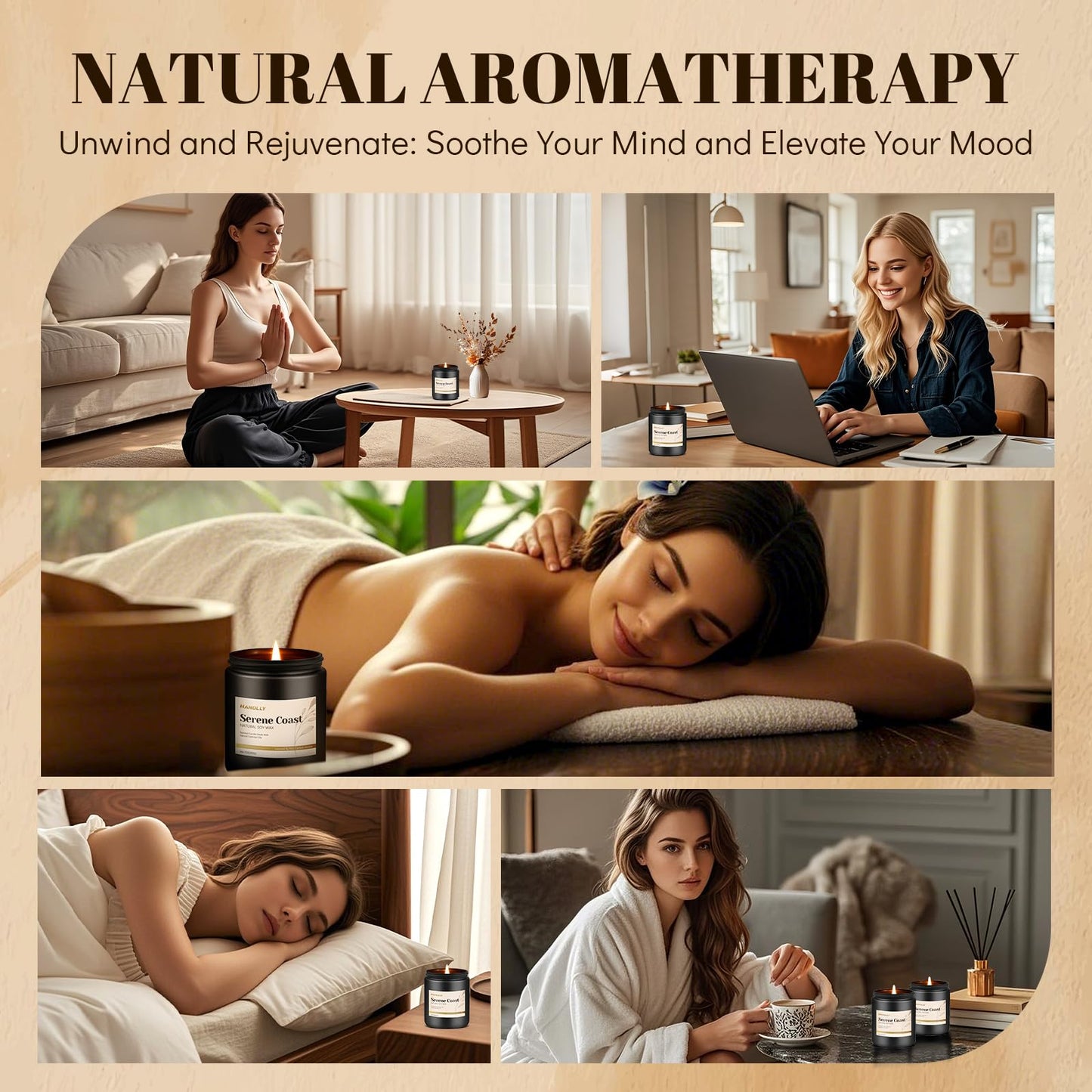 Hotel Scented Candles Set, 6 Pack Candles for Home Scented, Luxury Aromatherapy Jar Candle Gifts for Men & Women, Natural Soy Wax Long Lasting Candle Kit for Fathers Day, Birthday, Christmas