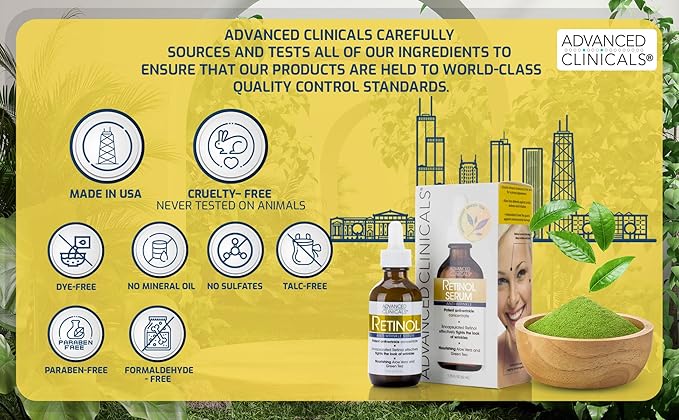 Advanced Clinicals Retinol Serum For Face | Visible Anti Aging Retinol Serum Skin Care Face Moisturizer With Vitamin E Helps Improve Look Of Wrinkles, Fine Lines, & Uneven Skin Tone, 1.75 Fl Oz