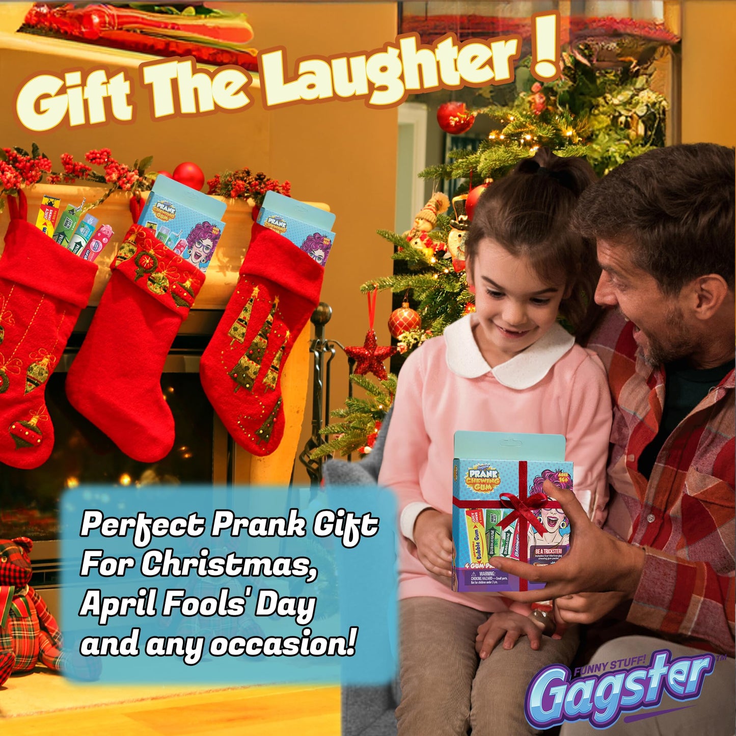 Gagster 4-in-1 Prank Chewing Gum Set – Shocking, Water Squirt, Cockroach Snapping, Fake Chewed Gum, Gag Gifts for Kids Adults, Work Pranks, April Fools, Practical Joke Toys Kit