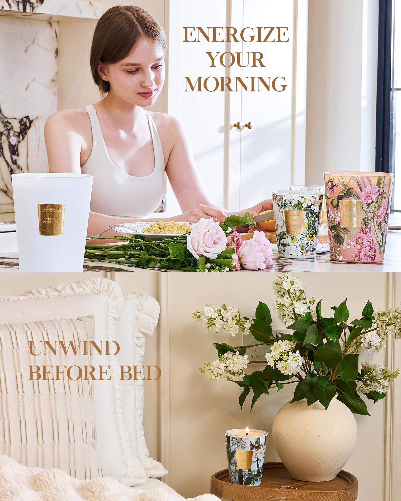 M&SENSE Extra Large Candle Creamy Vanilla Scented, 3-Wick 35oz 150H Long Lasting, Natural Soy Wax Aromatherapy Candle for Stress Relief, Home Fragrance Housewarming Gifts Candle for Home Decor