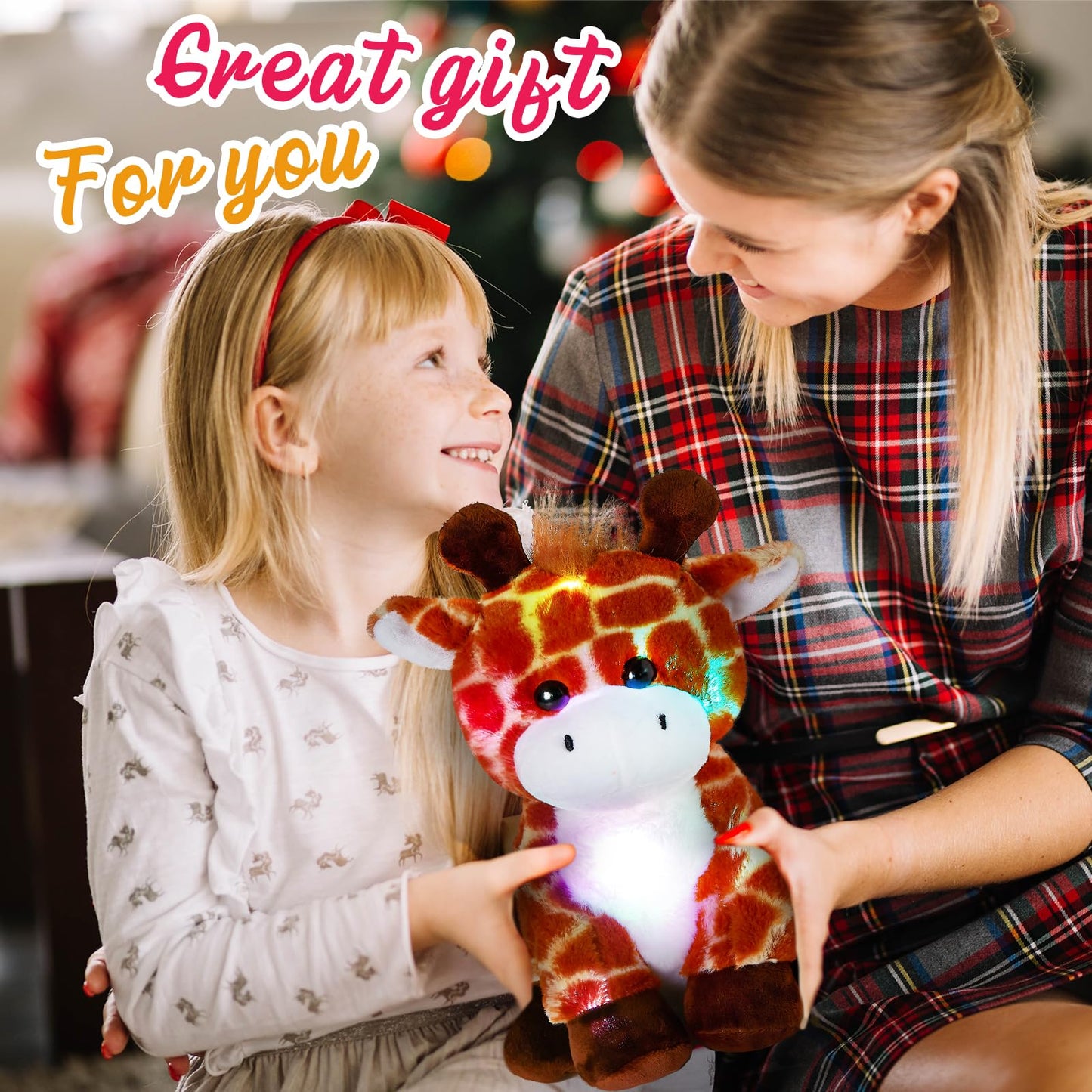 Glow Guards 12''Light up Giraffe Stuffed Animals,Soft Giraffe Plush Toy with LED Night Lights,Wildlife Stuffed Animal Glow in Dark,Birthday Christmas Hoilday Gift for Toddler Kids